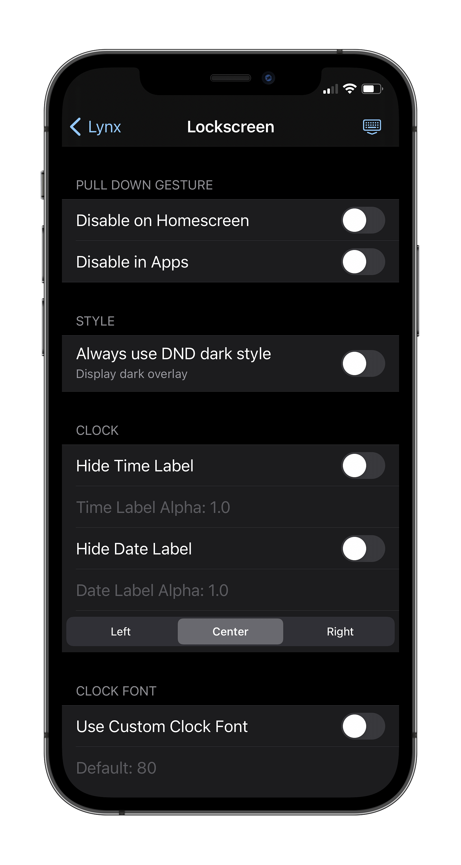 Lynx Tweak Screenshot