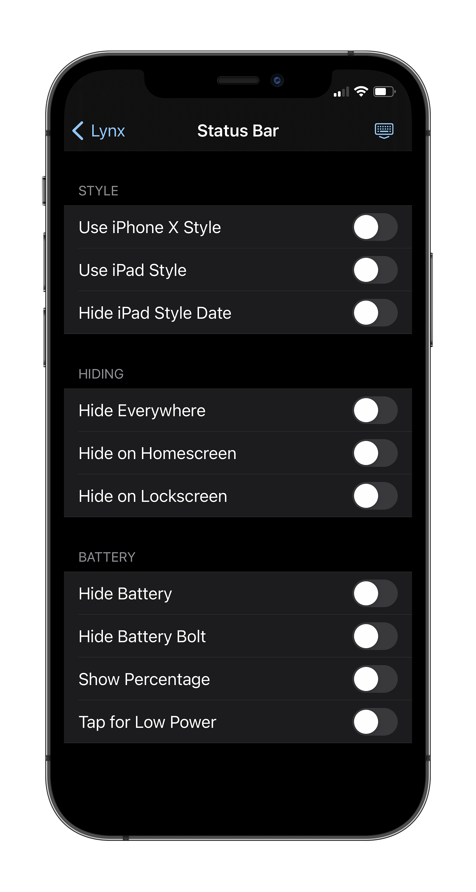 Lynx Tweak Screenshot