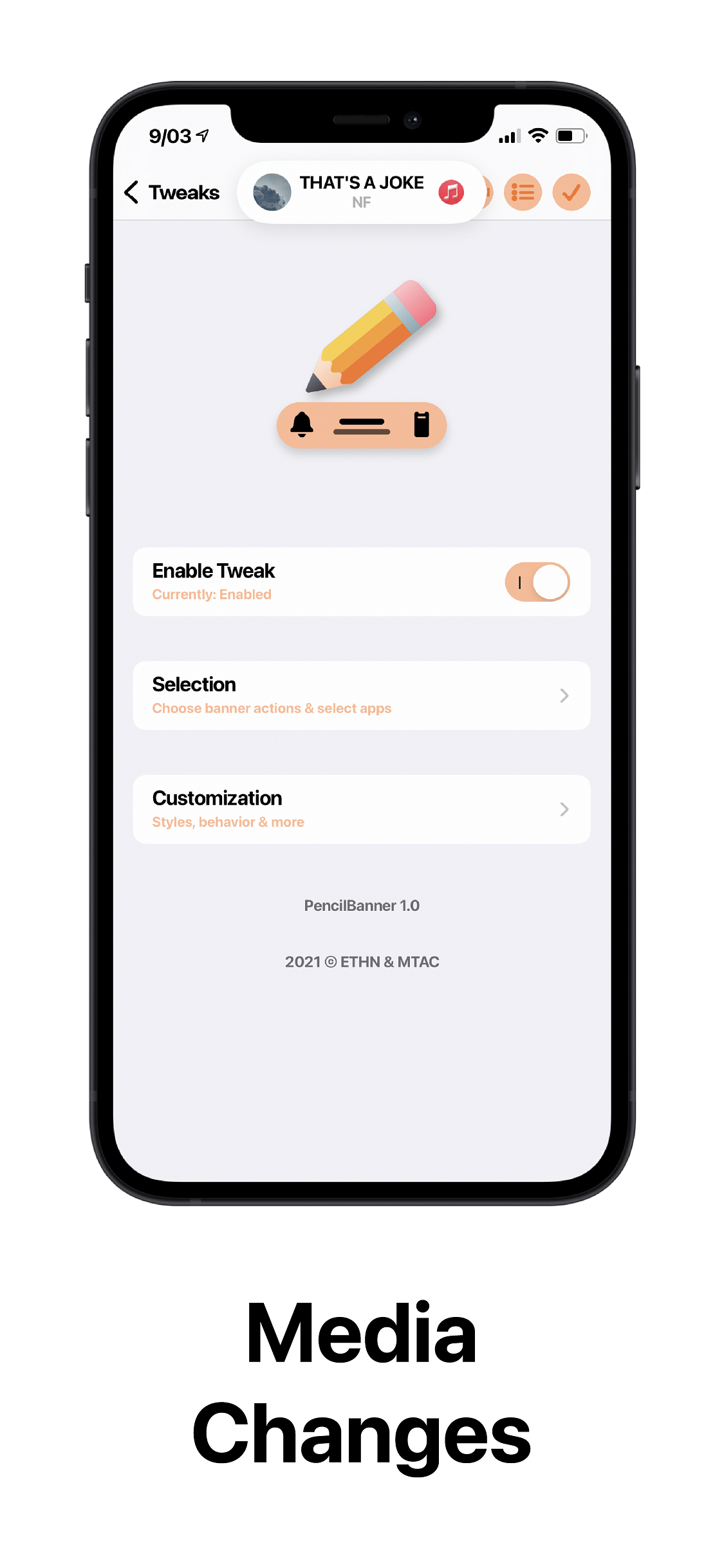 PencilBanner Tweak Screenshot