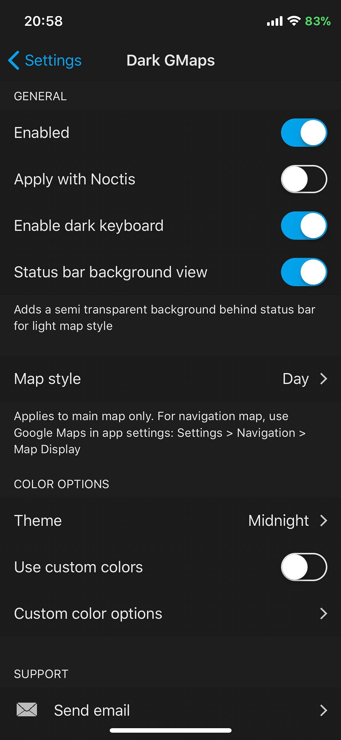 Dark GMaps Tweak Screenshot