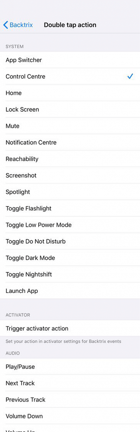 Backtrix Tweak Screenshot