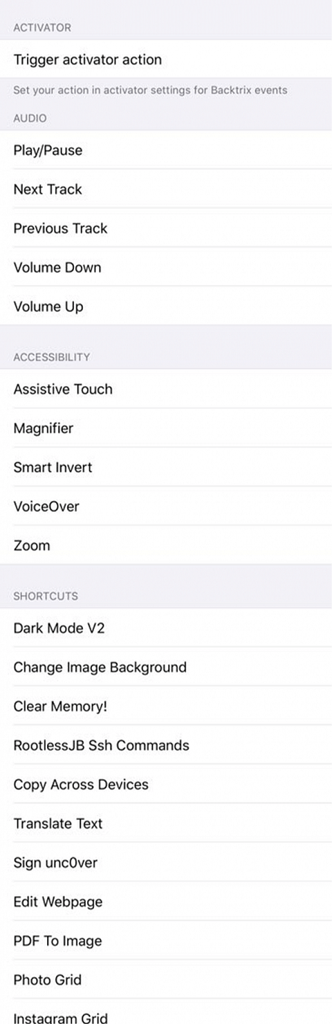 Backtrix Tweak Screenshot