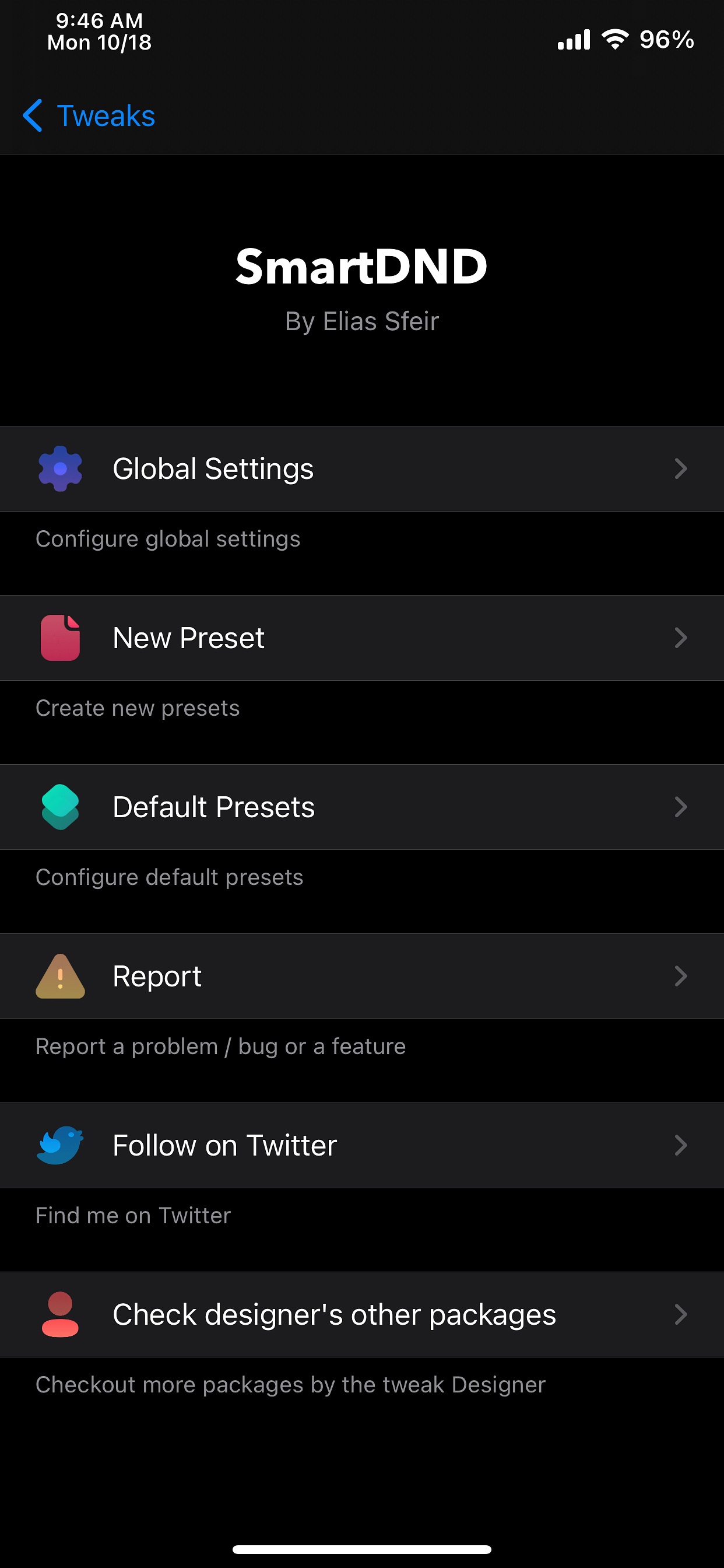 SmartDND Tweak Screenshot