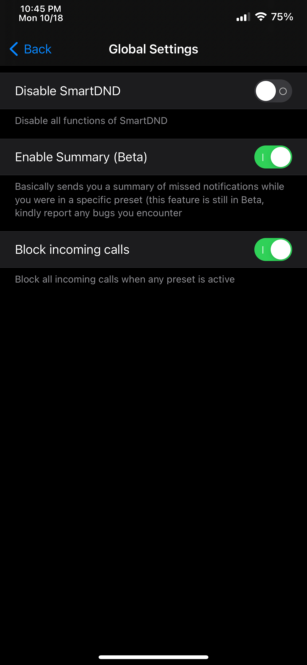 SmartDND Tweak Screenshot
