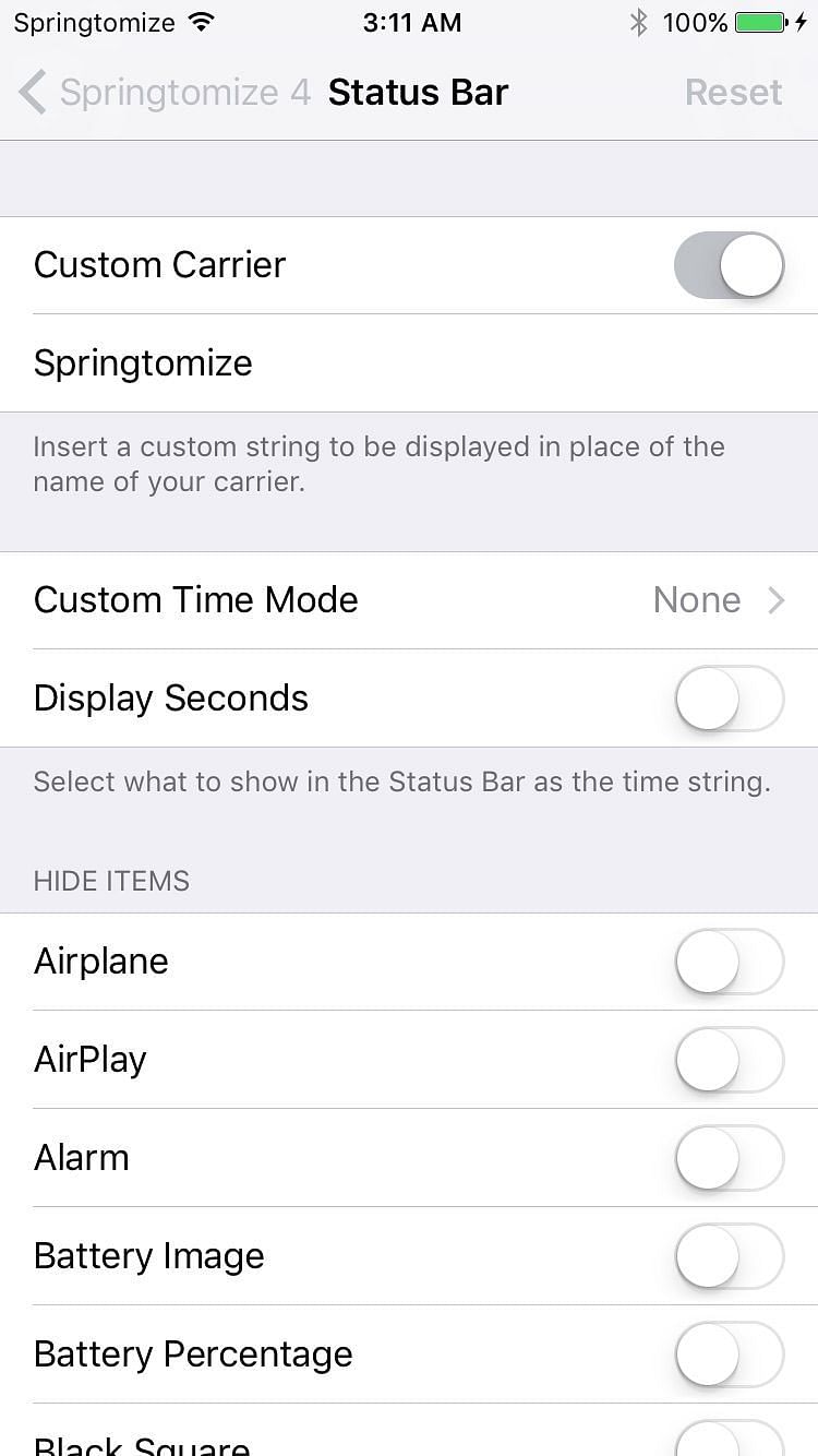 Springtomize 4 Tweak Screenshot