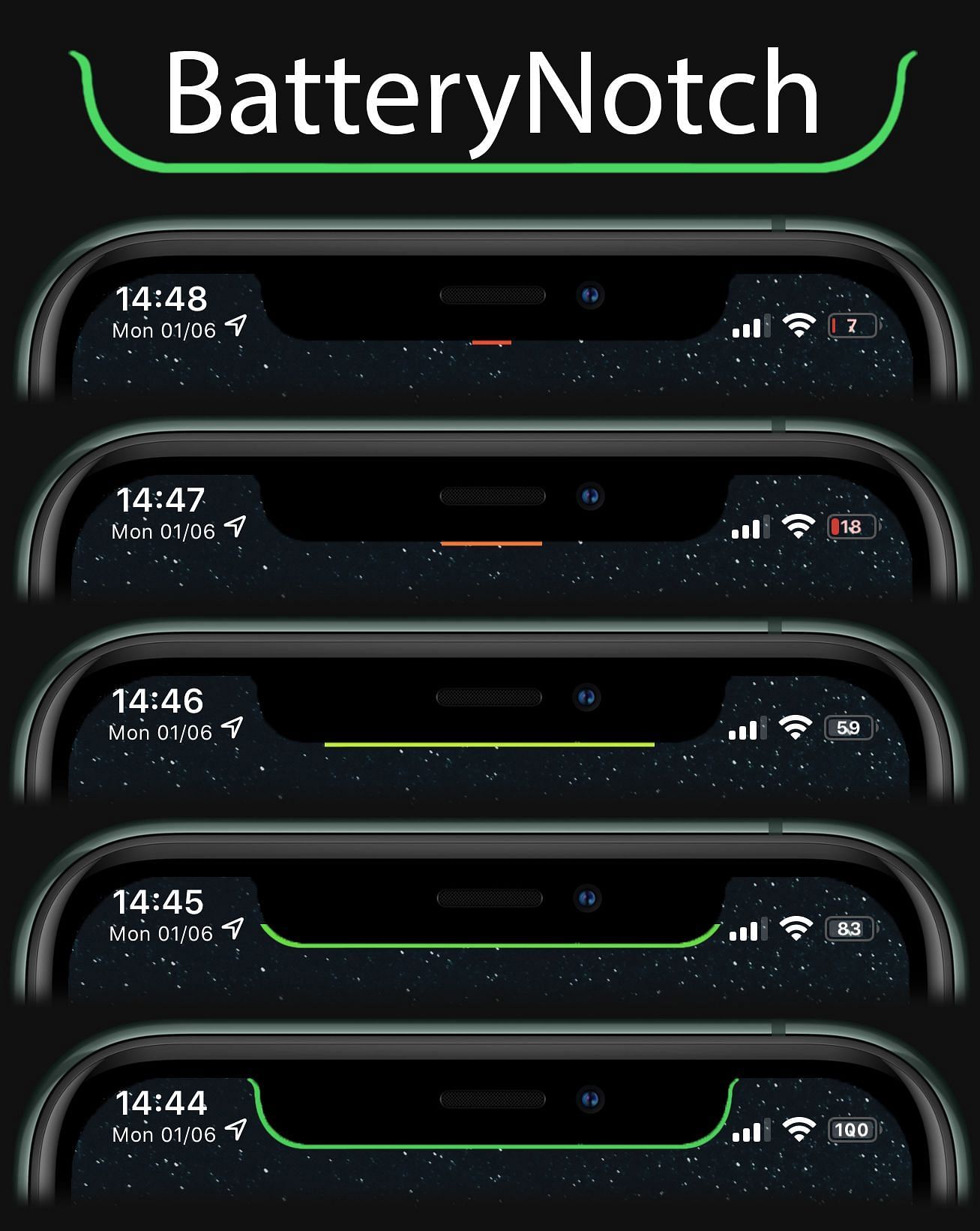 BatteryNotch Tweak Screenshot