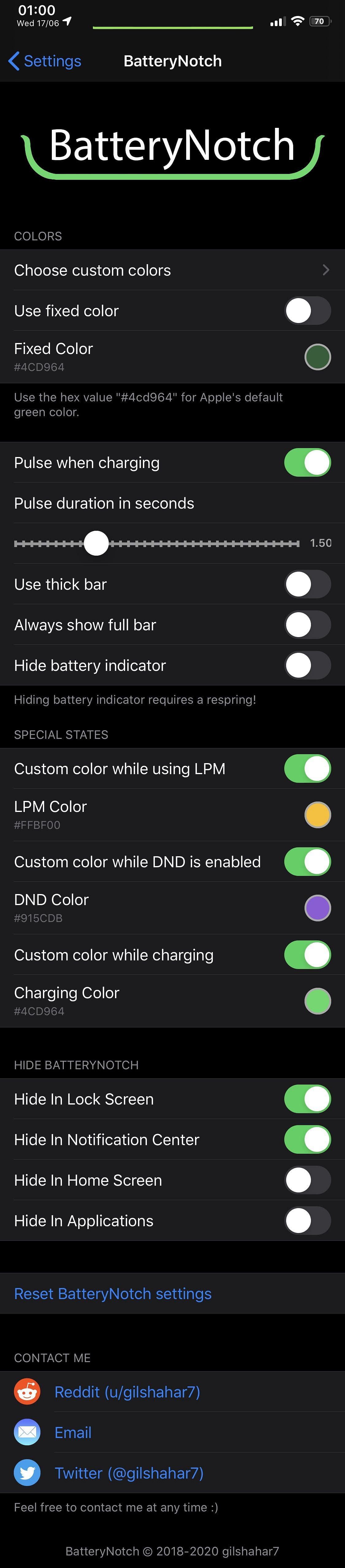 BatteryNotch Tweak Screenshot
