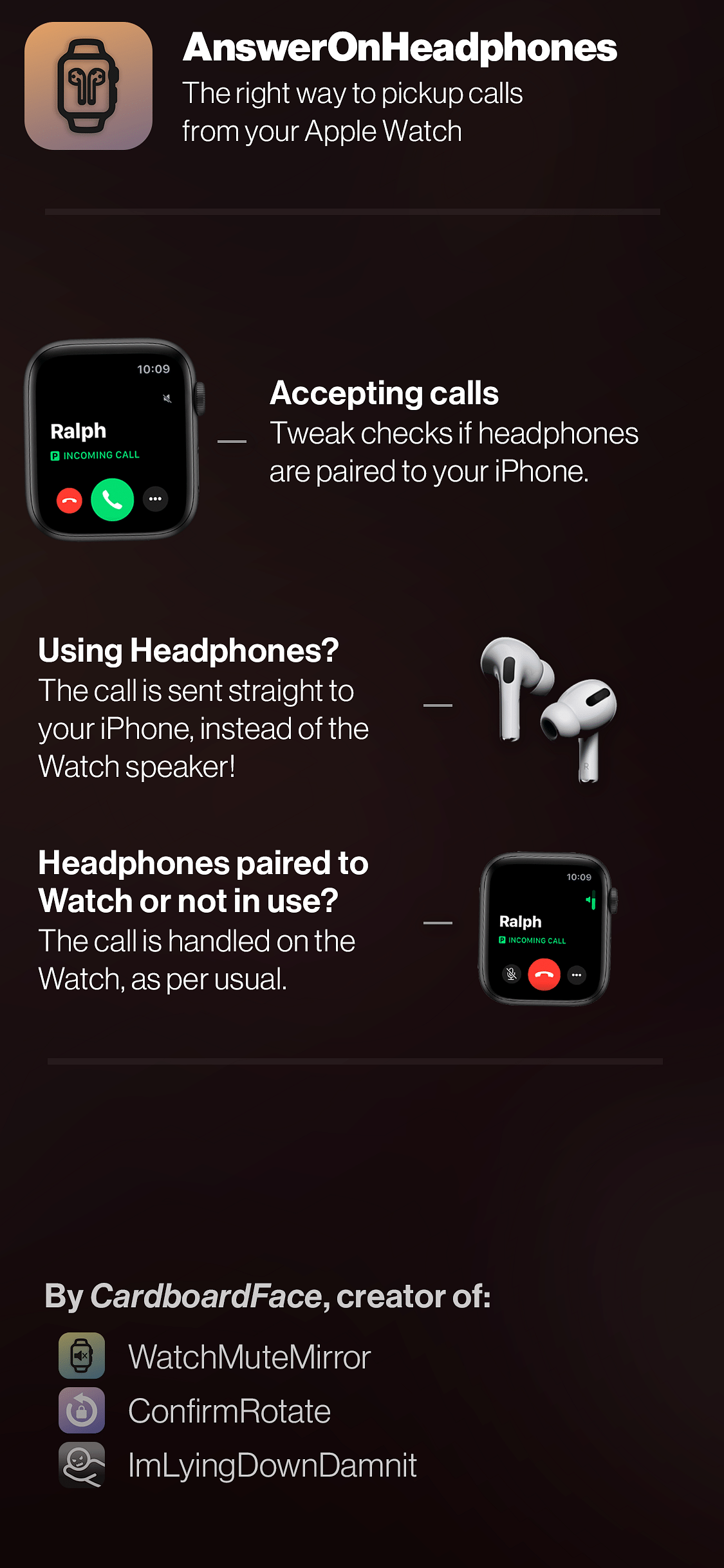 AnswerOnHeadphones Tweak Screenshot