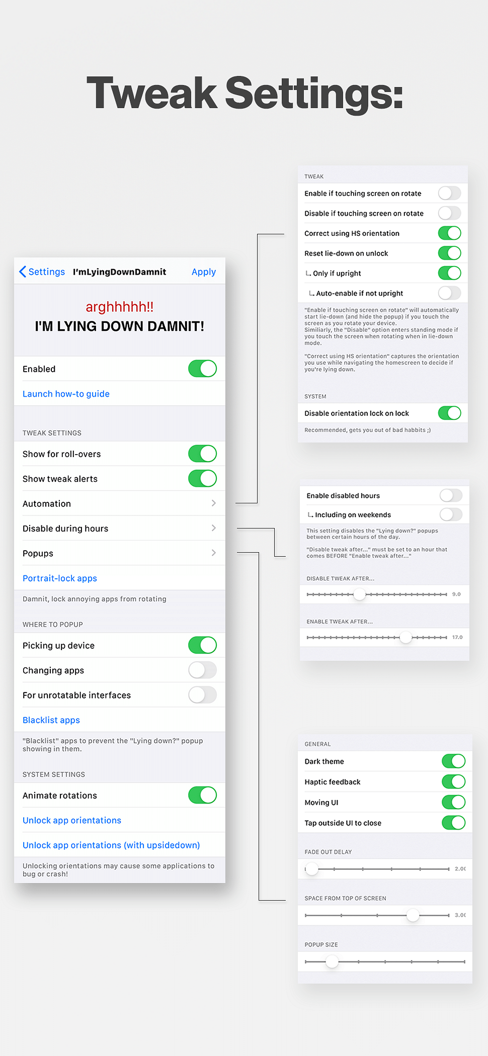 ImLyingDownDamnit Tweak Screenshot