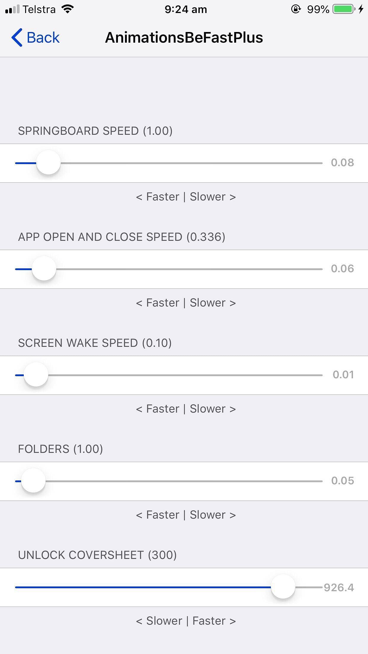 AnimationsBeFastPlus Tweak Screenshot