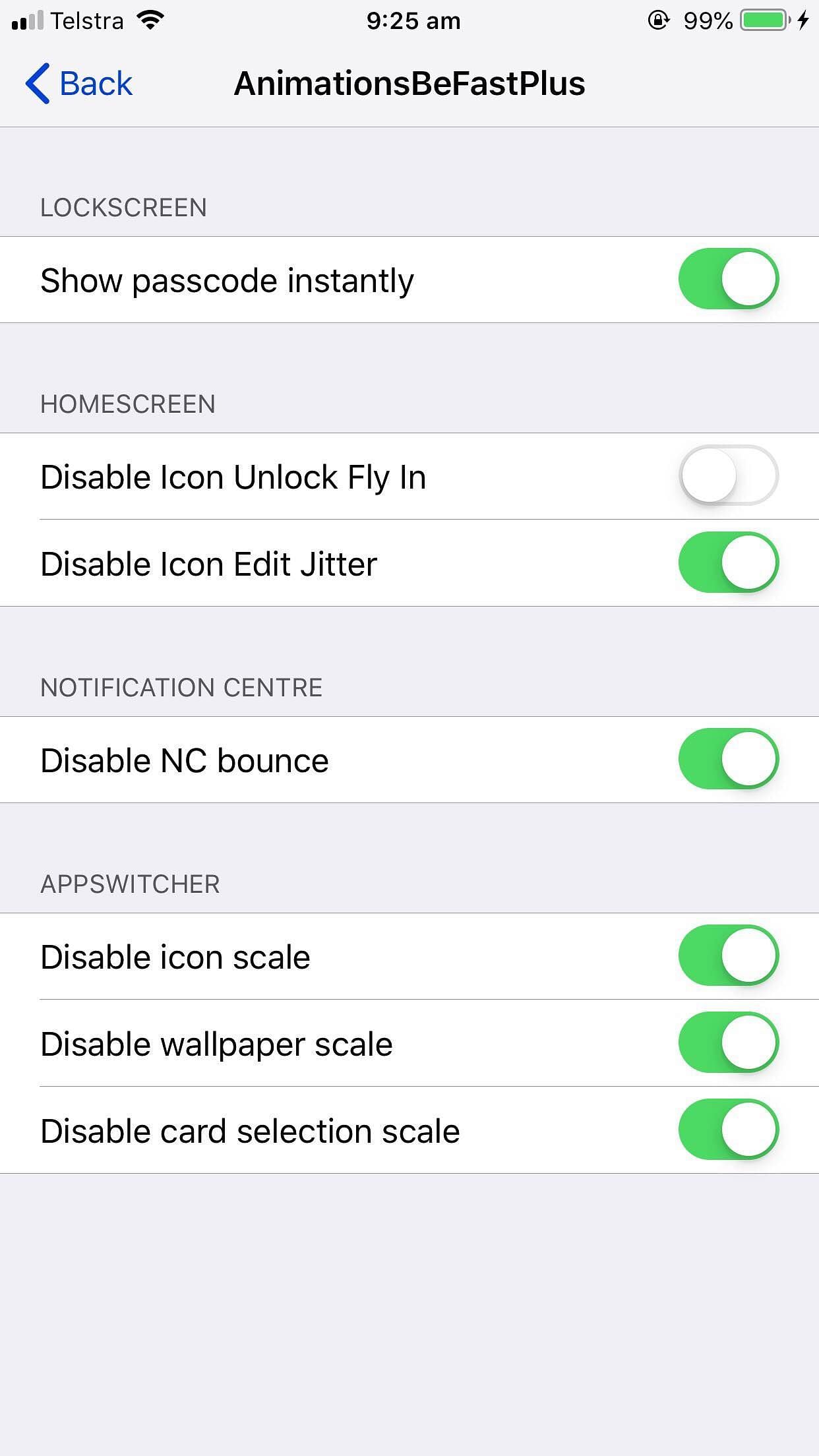 AnimationsBeFastPlus Tweak Screenshot