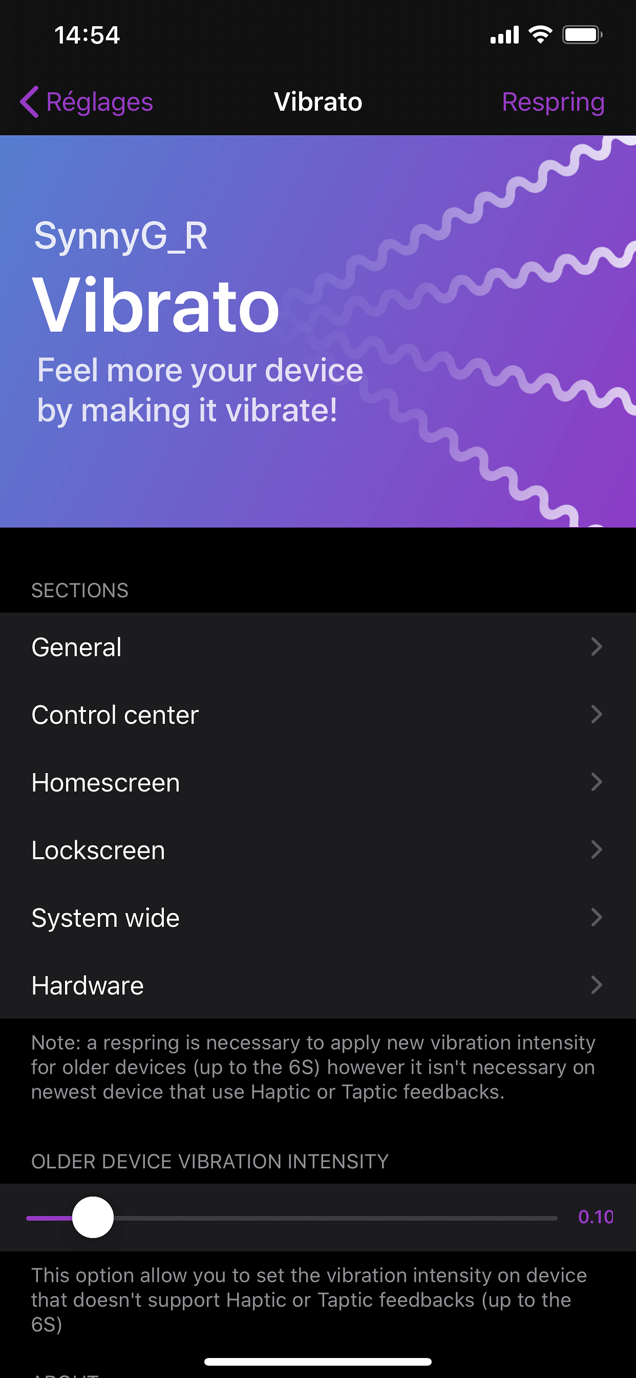 Vibrato Tweak Screenshot