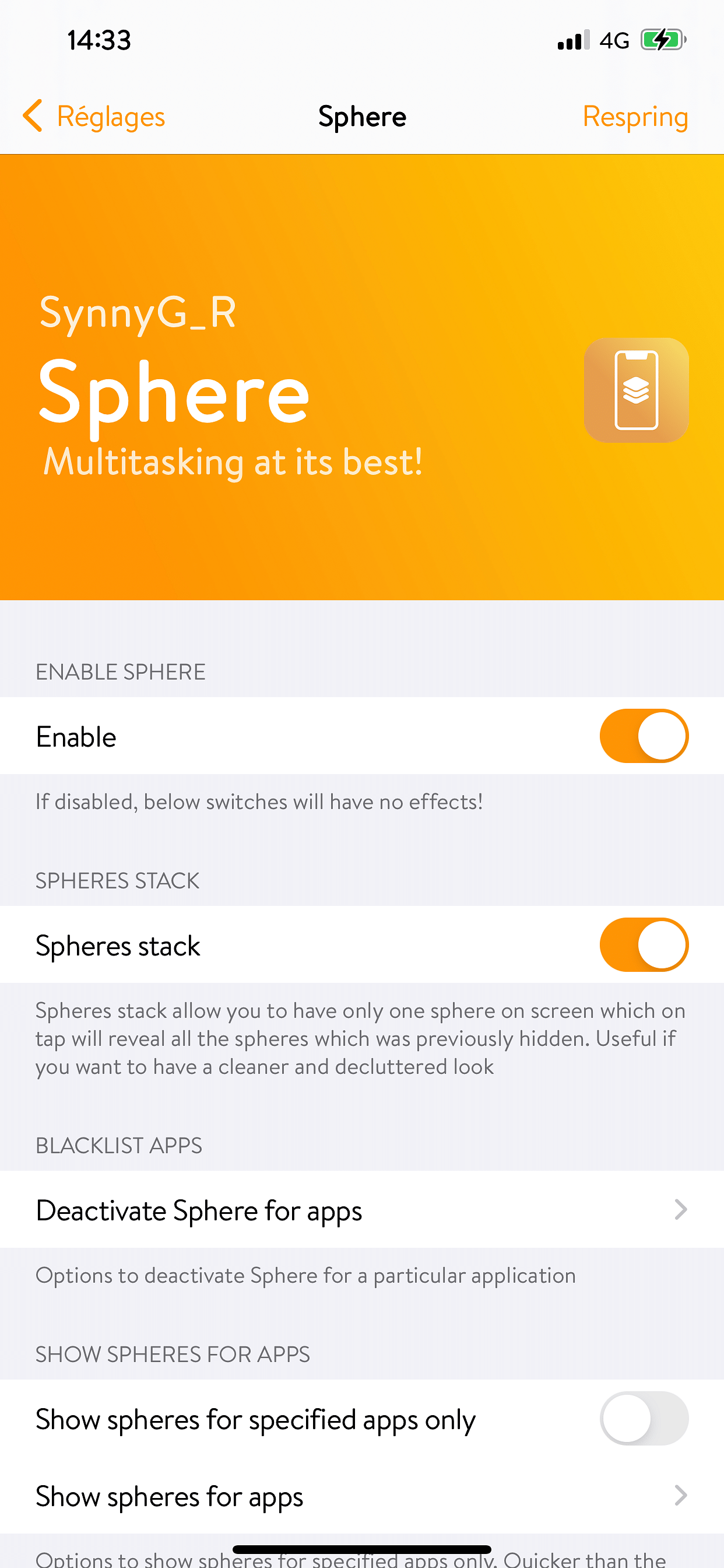 Sphere Tweak Screenshot