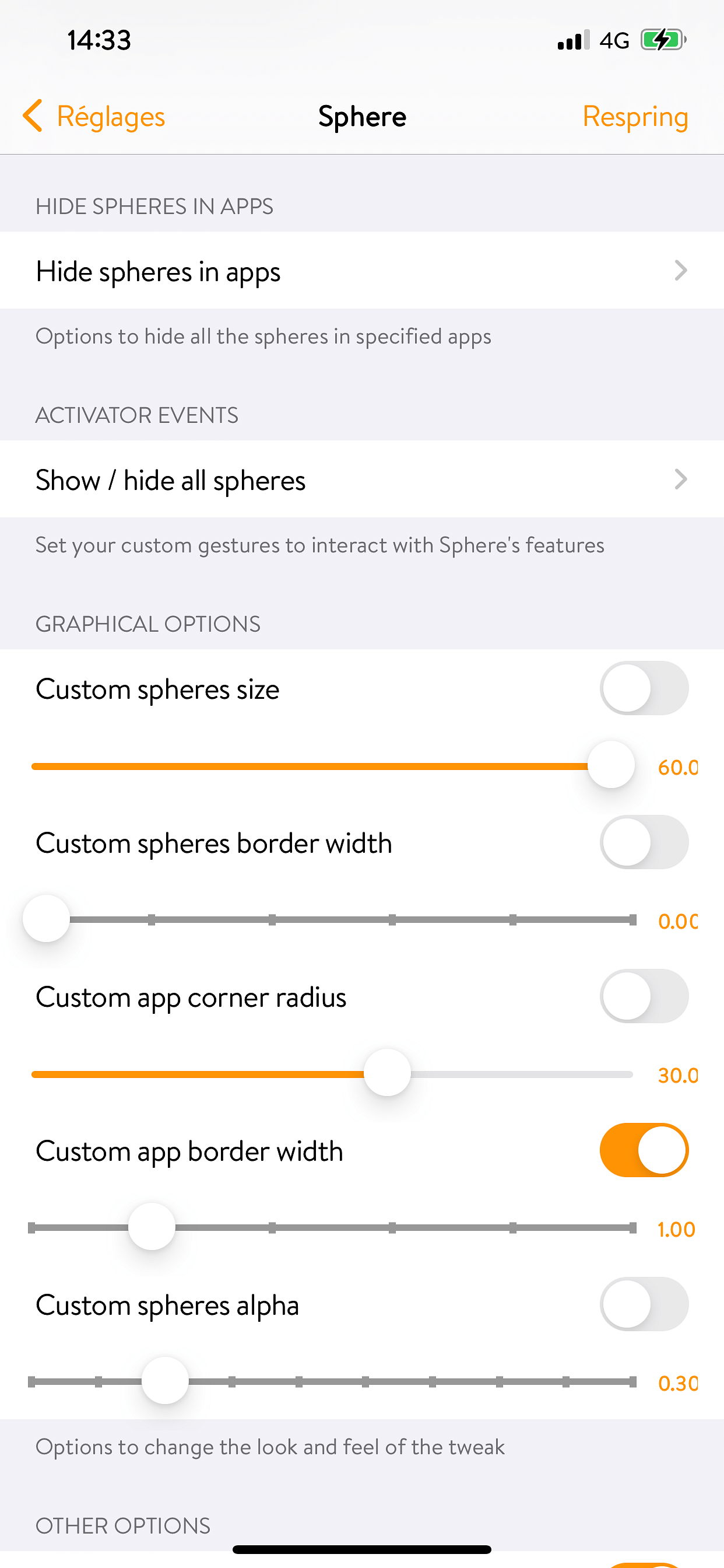Sphere Tweak Screenshot