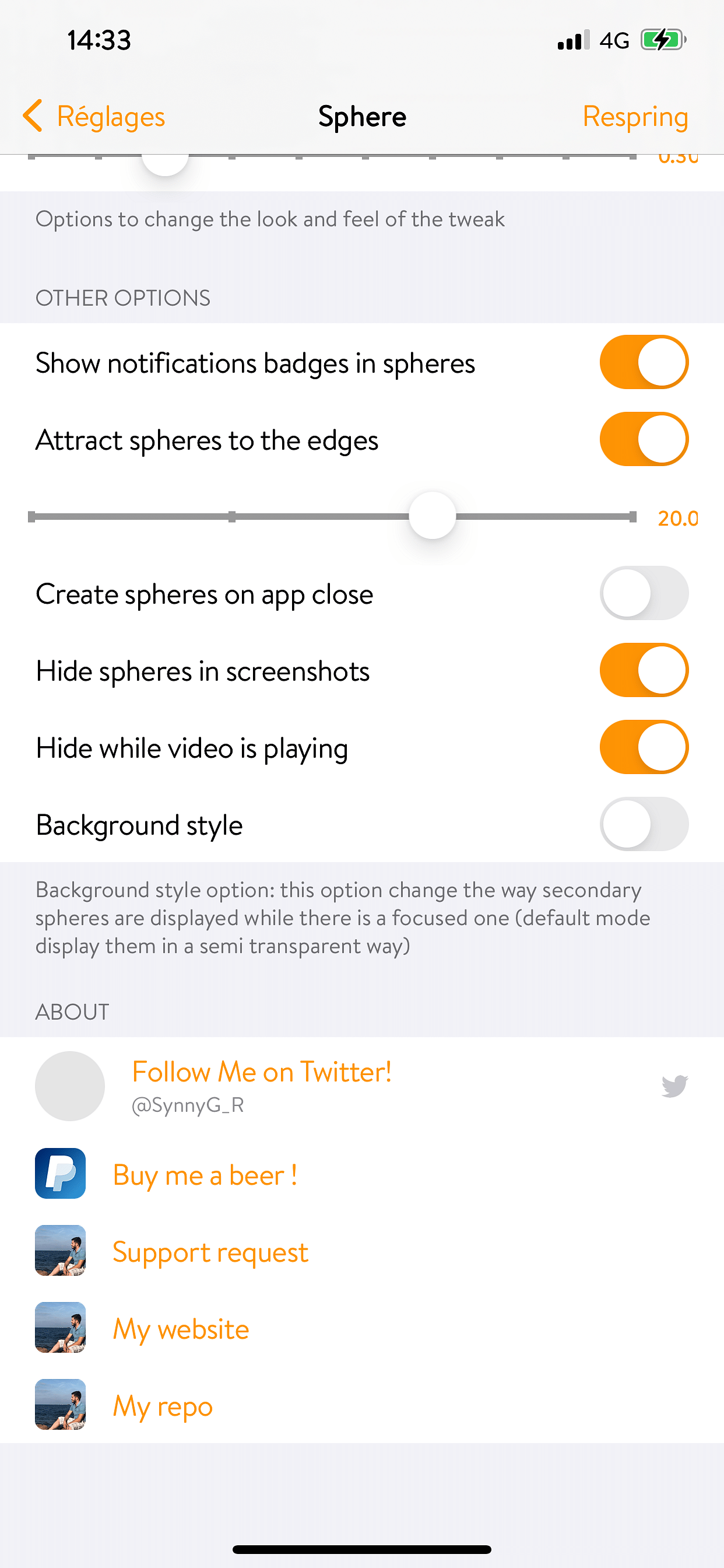 Sphere Tweak Screenshot