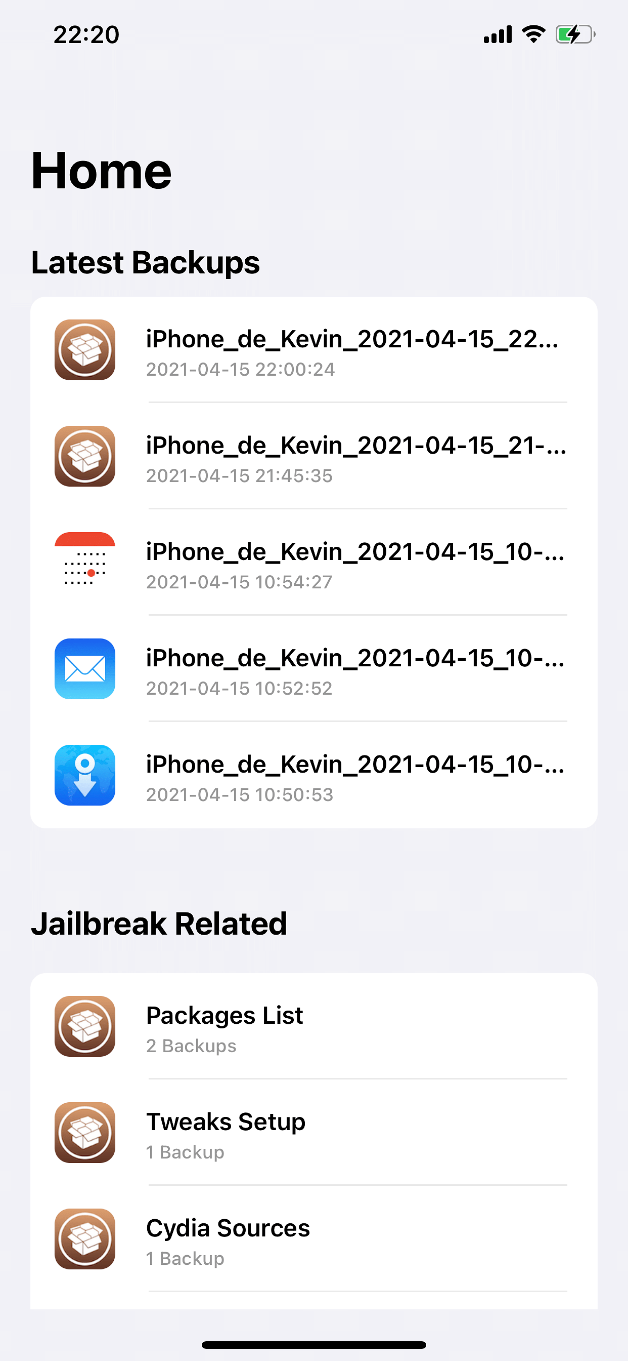 BackupAZ 4 (iOS 12 - 14) Tweak Screenshot