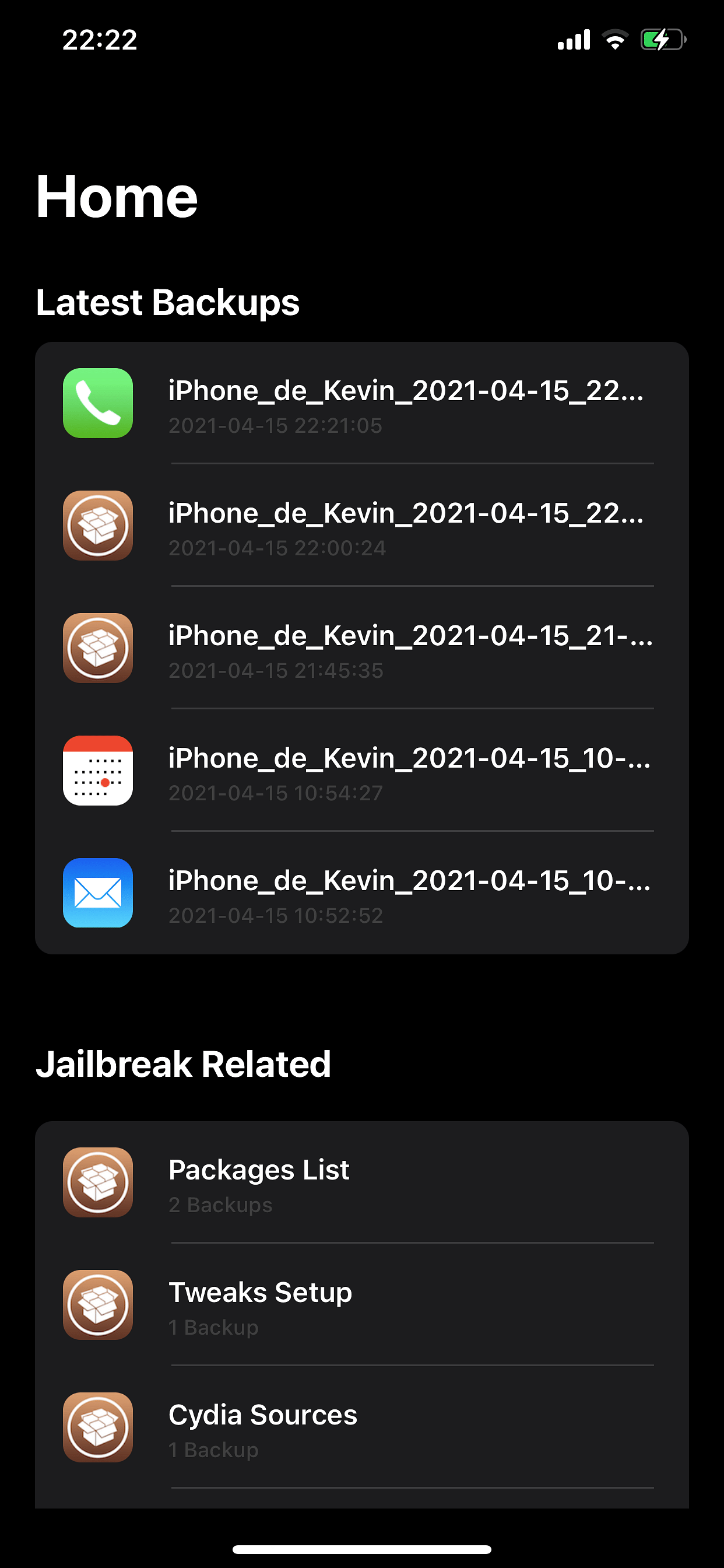 BackupAZ 4 (iOS 12 - 14) Tweak Screenshot