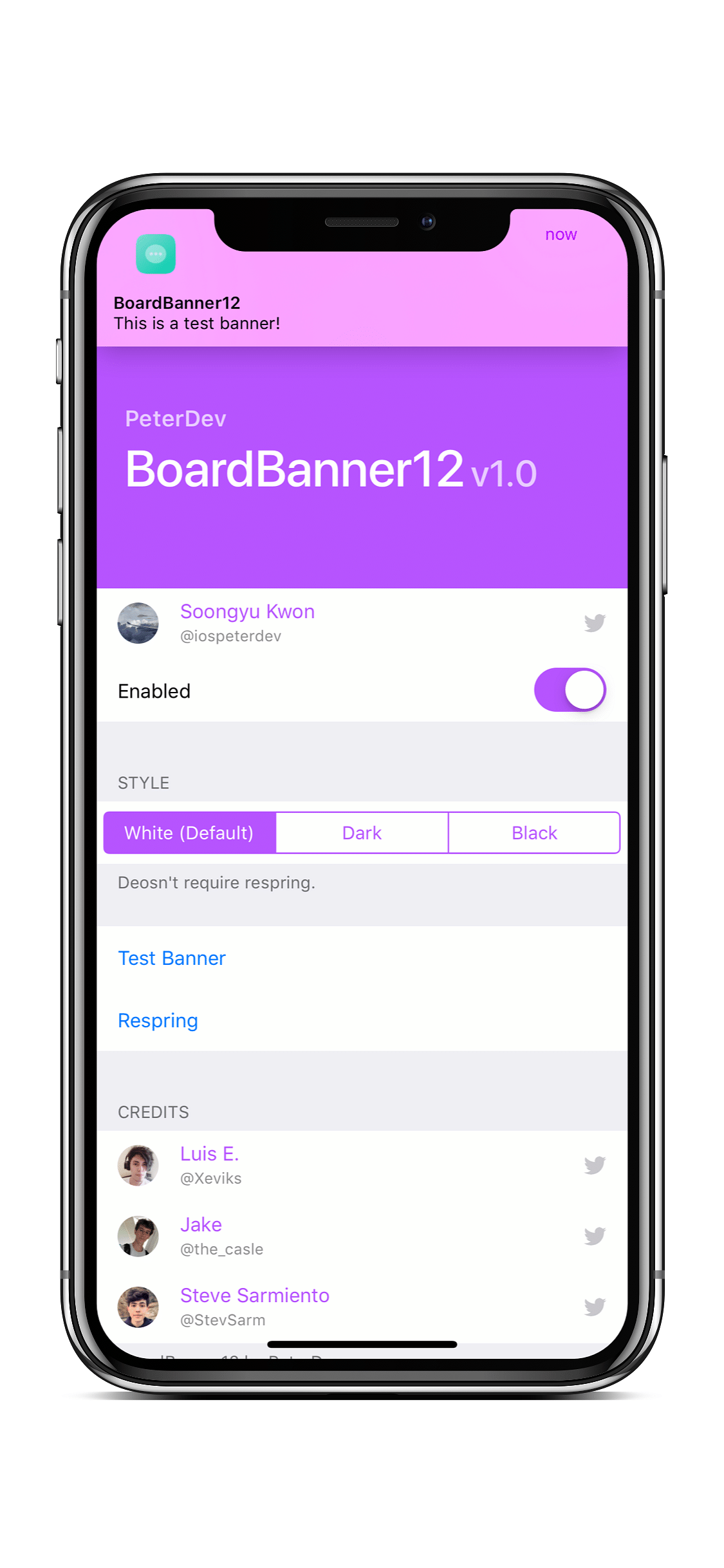 BoardBanner13 (iOS 12~13) Tweak Screenshot