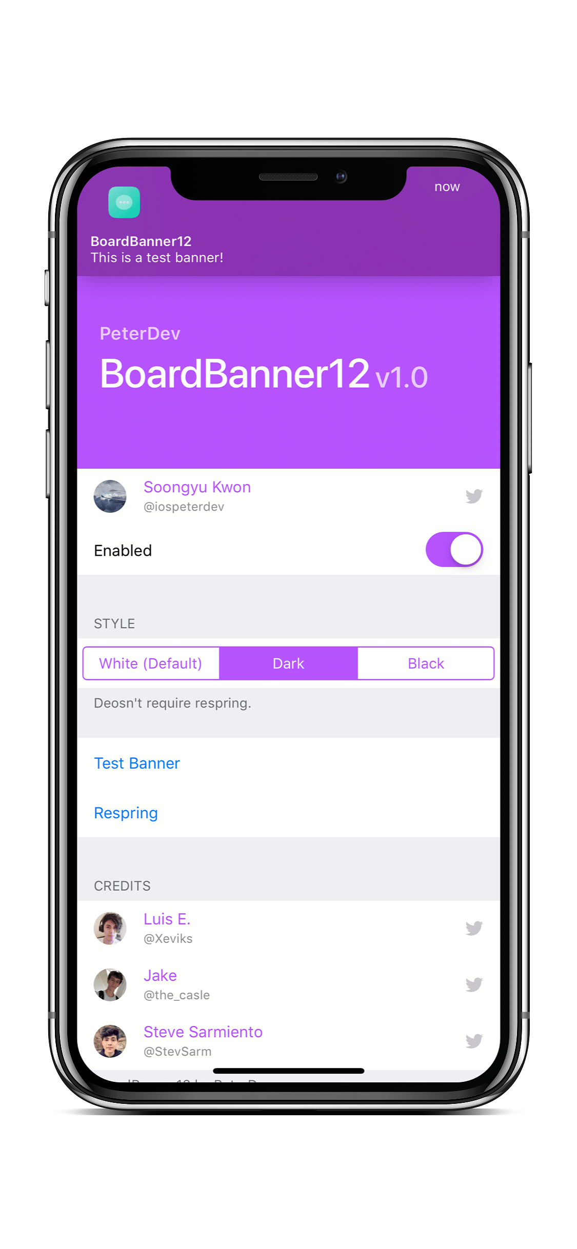 BoardBanner13 (iOS 12~13) Tweak Screenshot