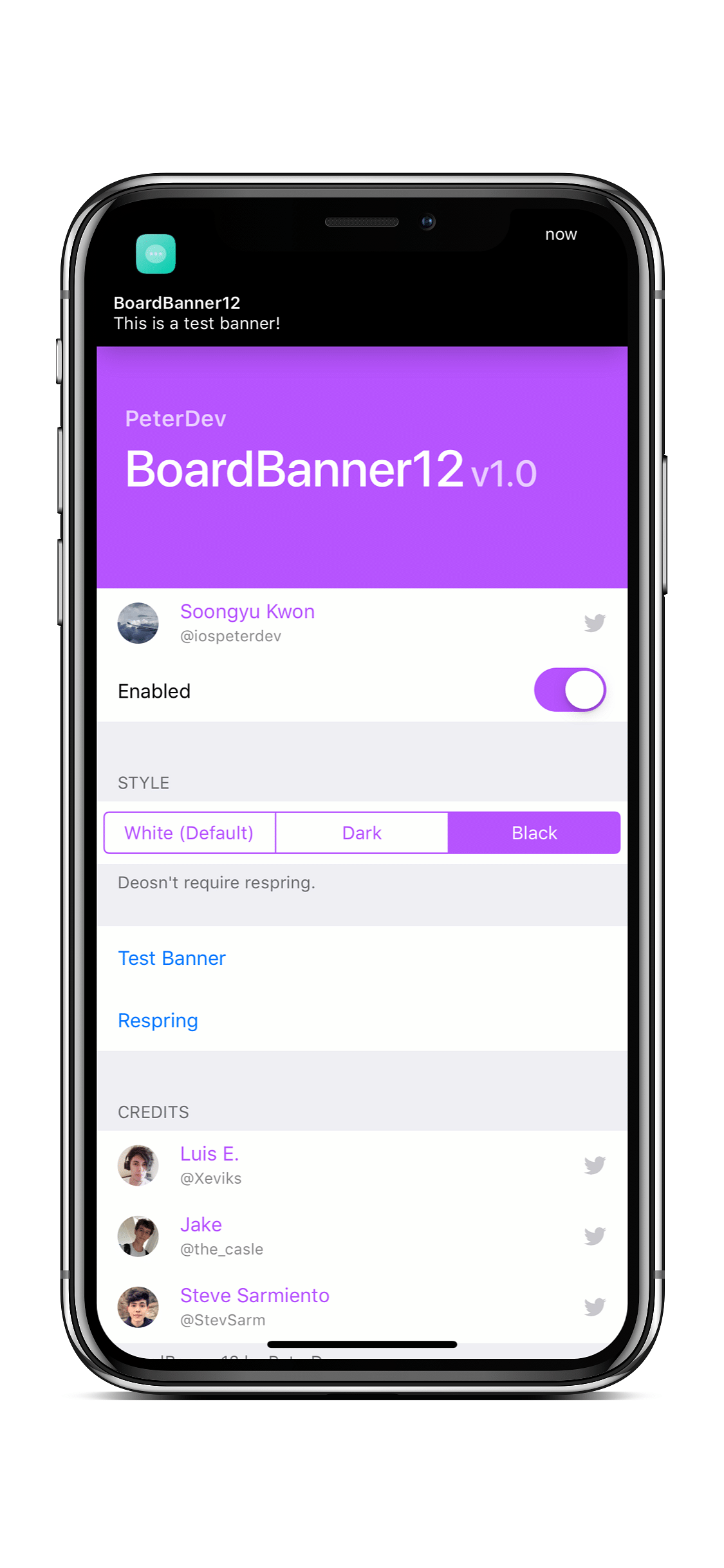 BoardBanner13 (iOS 12~13) Tweak Screenshot