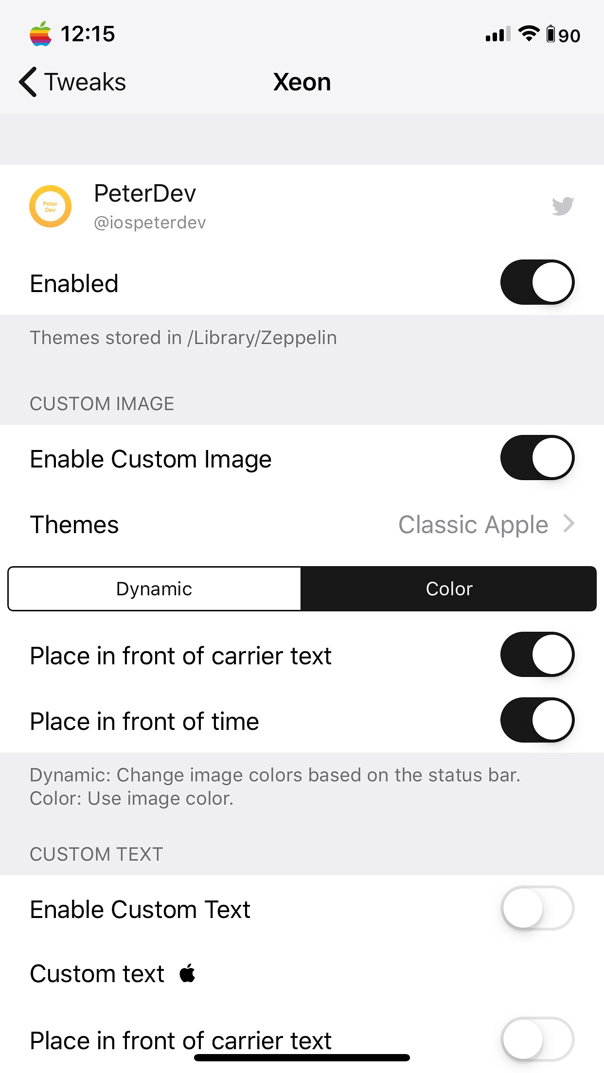Xeon Lite Tweak Screenshot