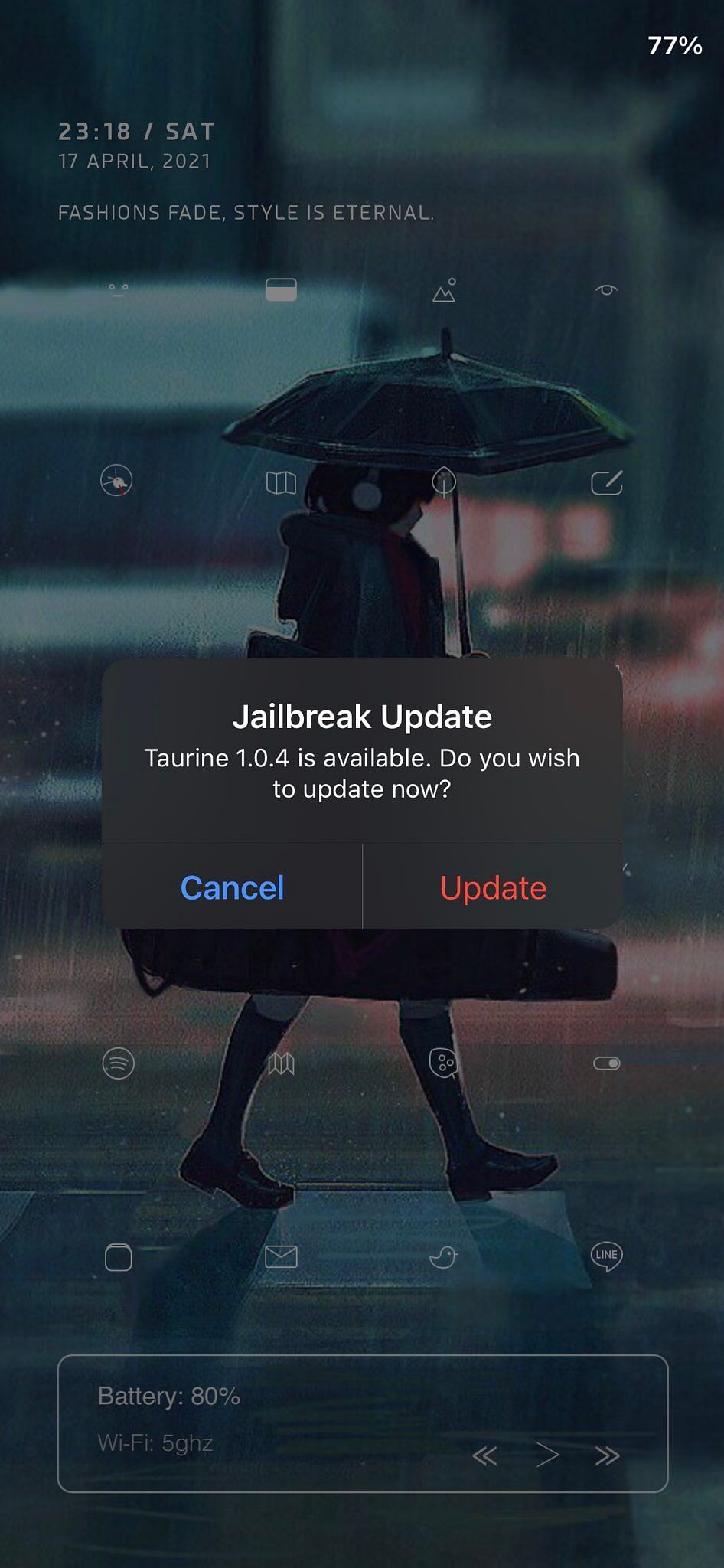 Jailbreak Update Checker Tweak Screenshot