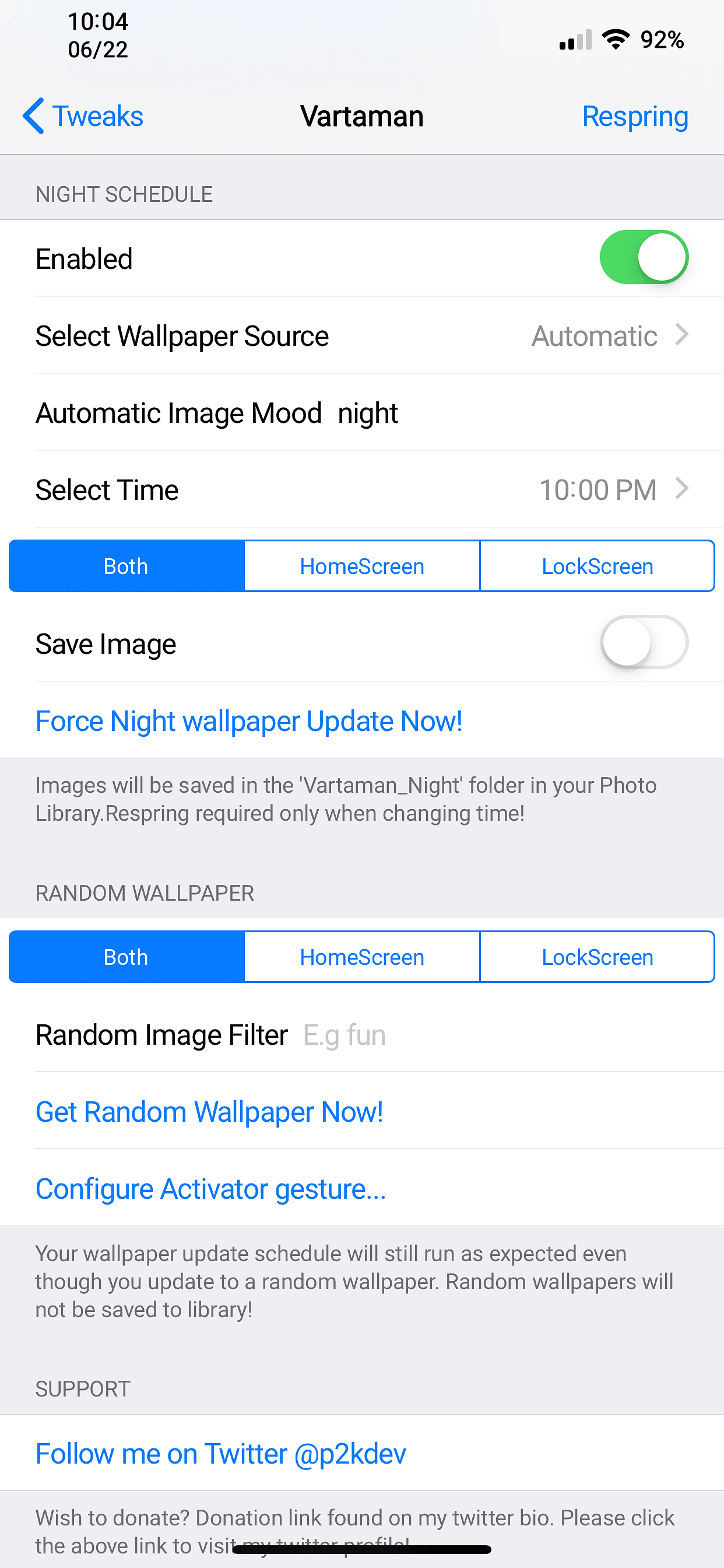Vartaman Tweak Screenshot