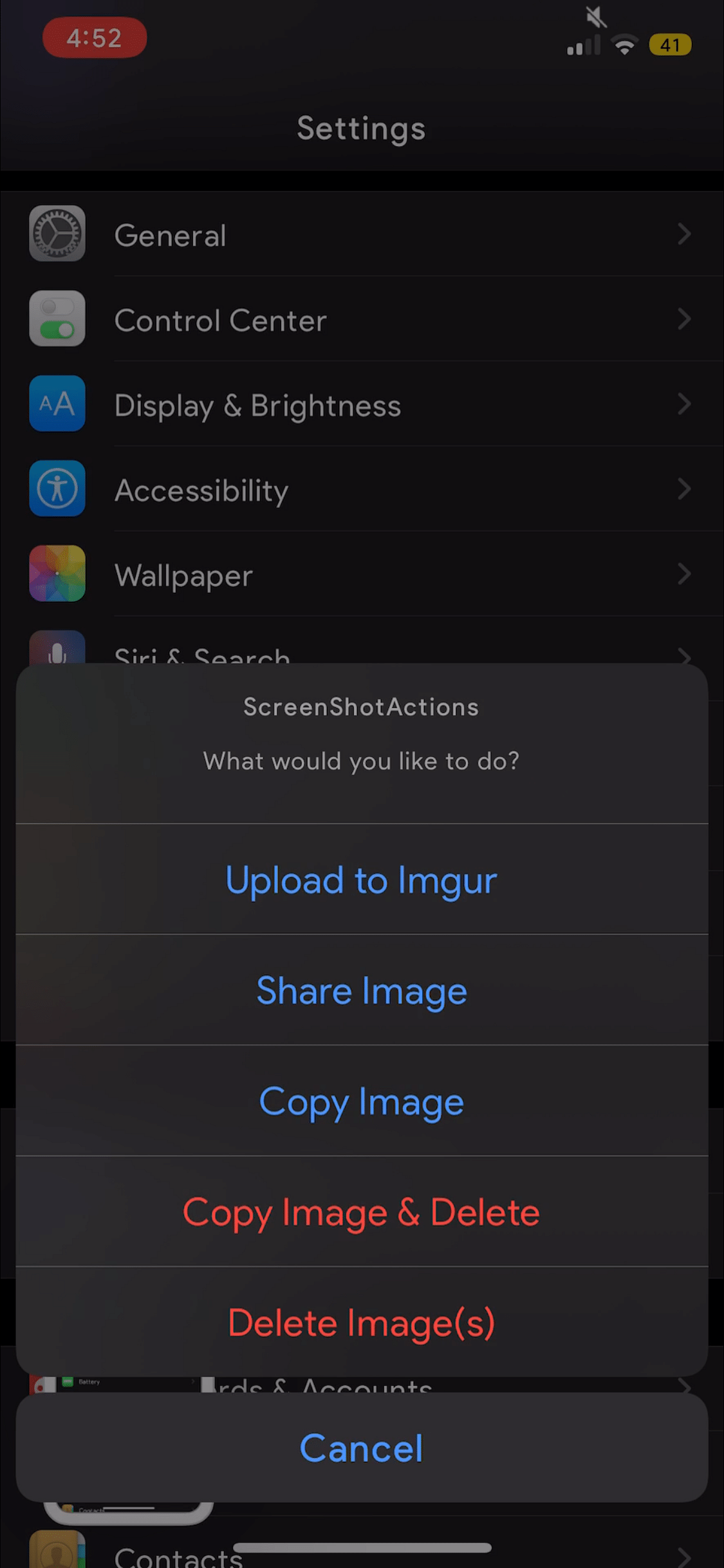 ScreenshotActions Tweak Screenshot
