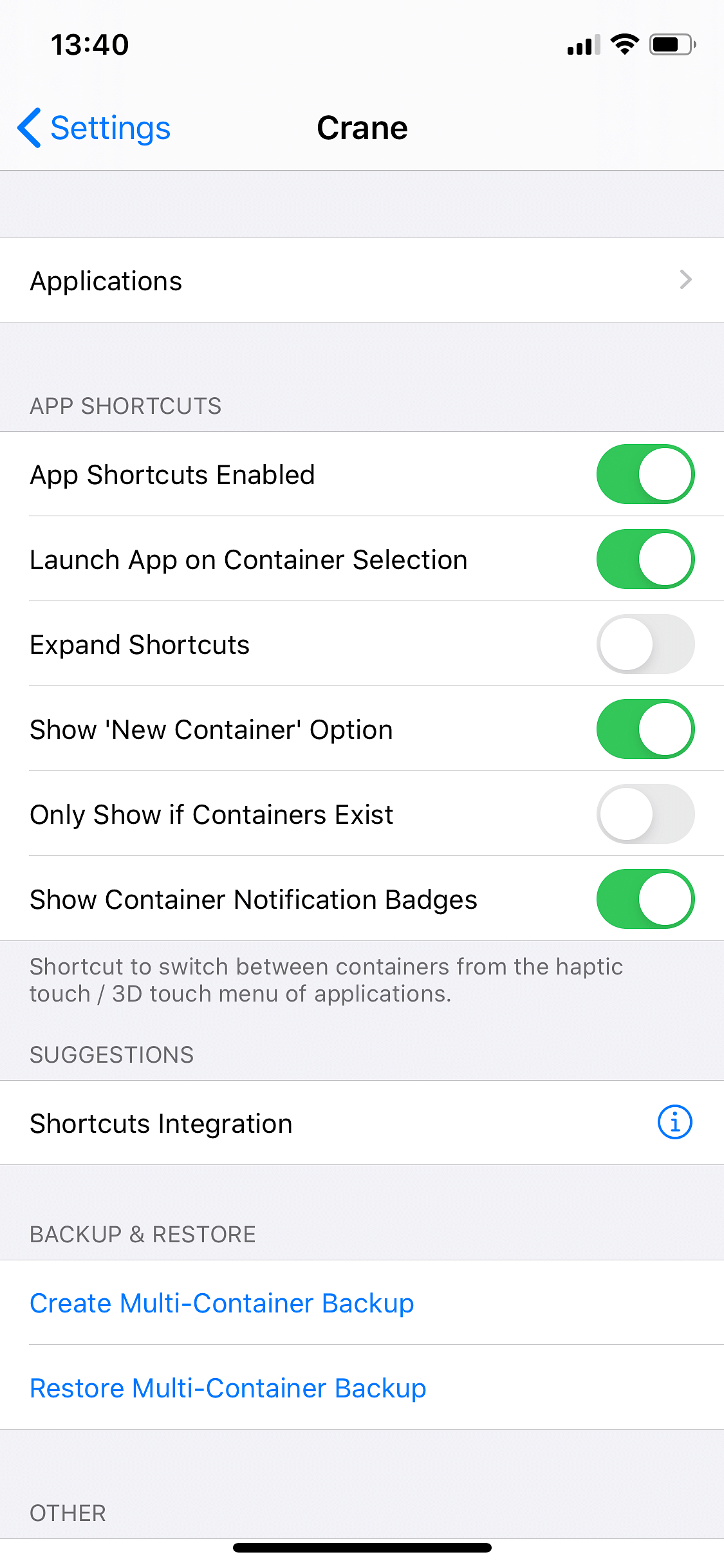 Crane Tweak Screenshot