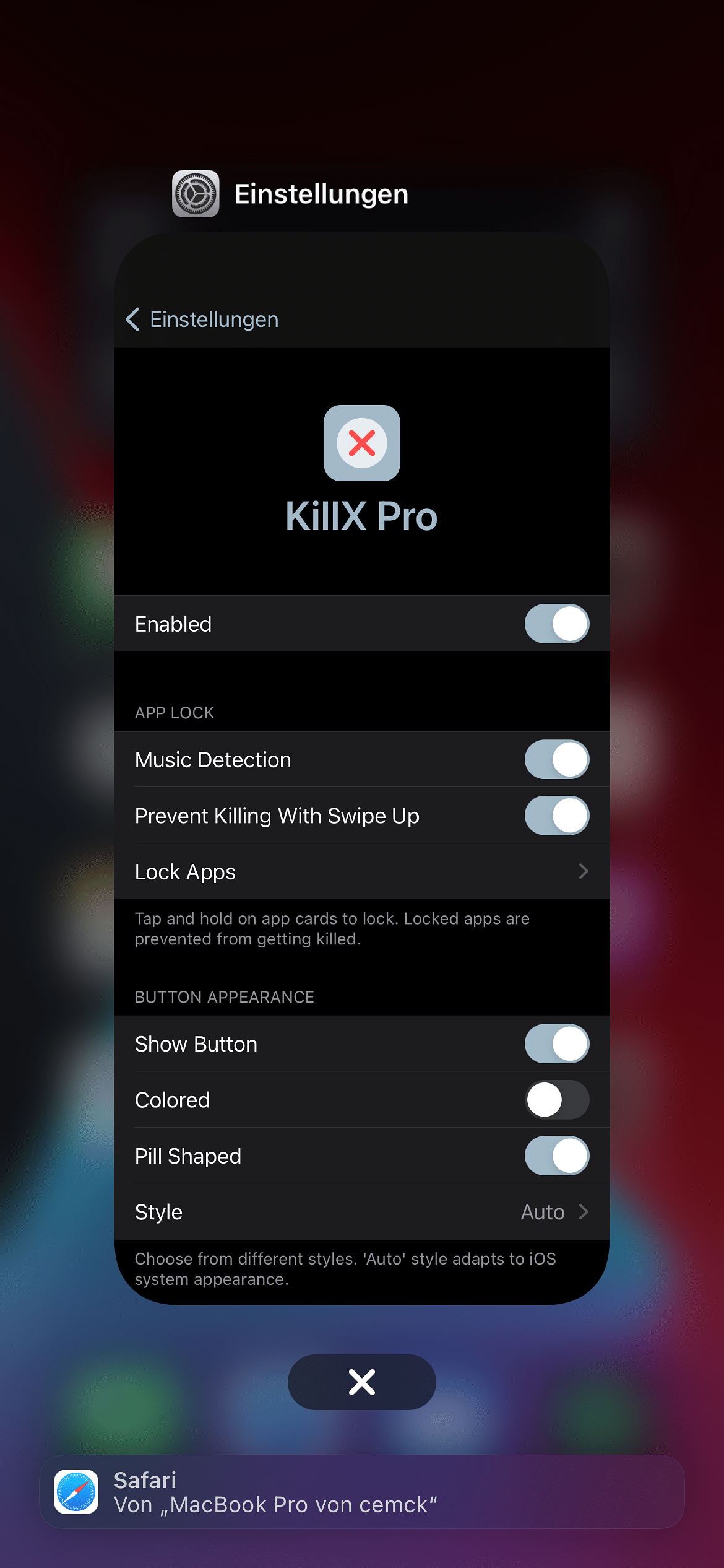 KillX Pro Tweak Screenshot