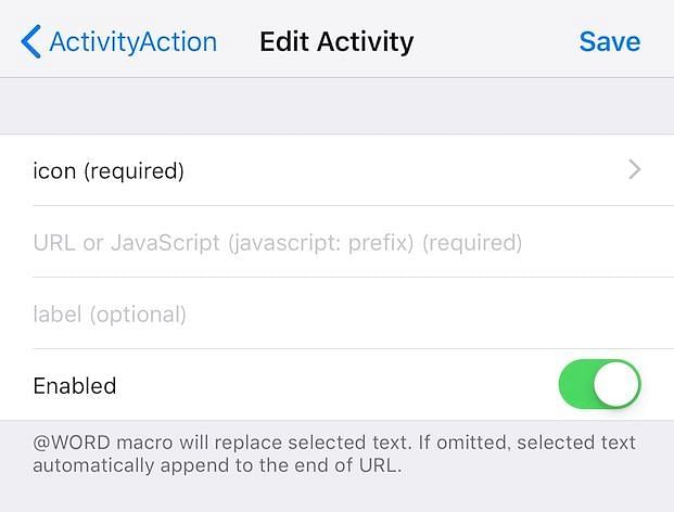 ActivityAction Tweak Screenshot