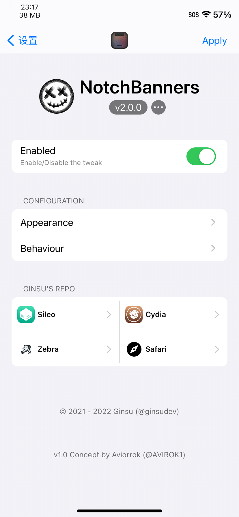NotchBanners Tweak Screenshot