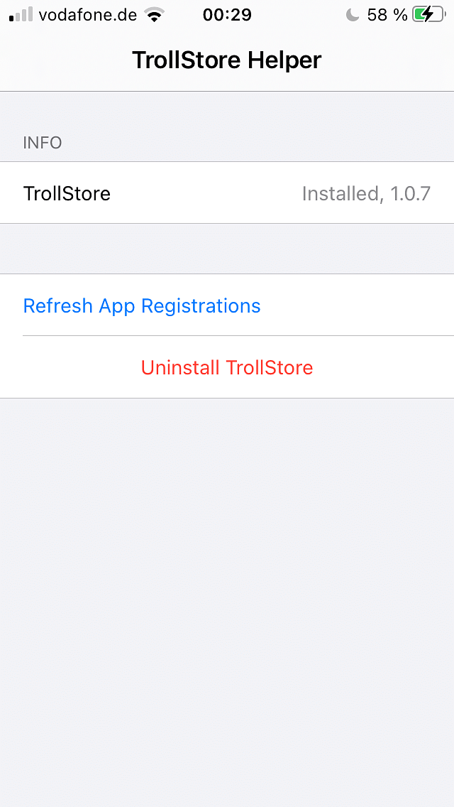TrollStore Helper Tweak Screenshot