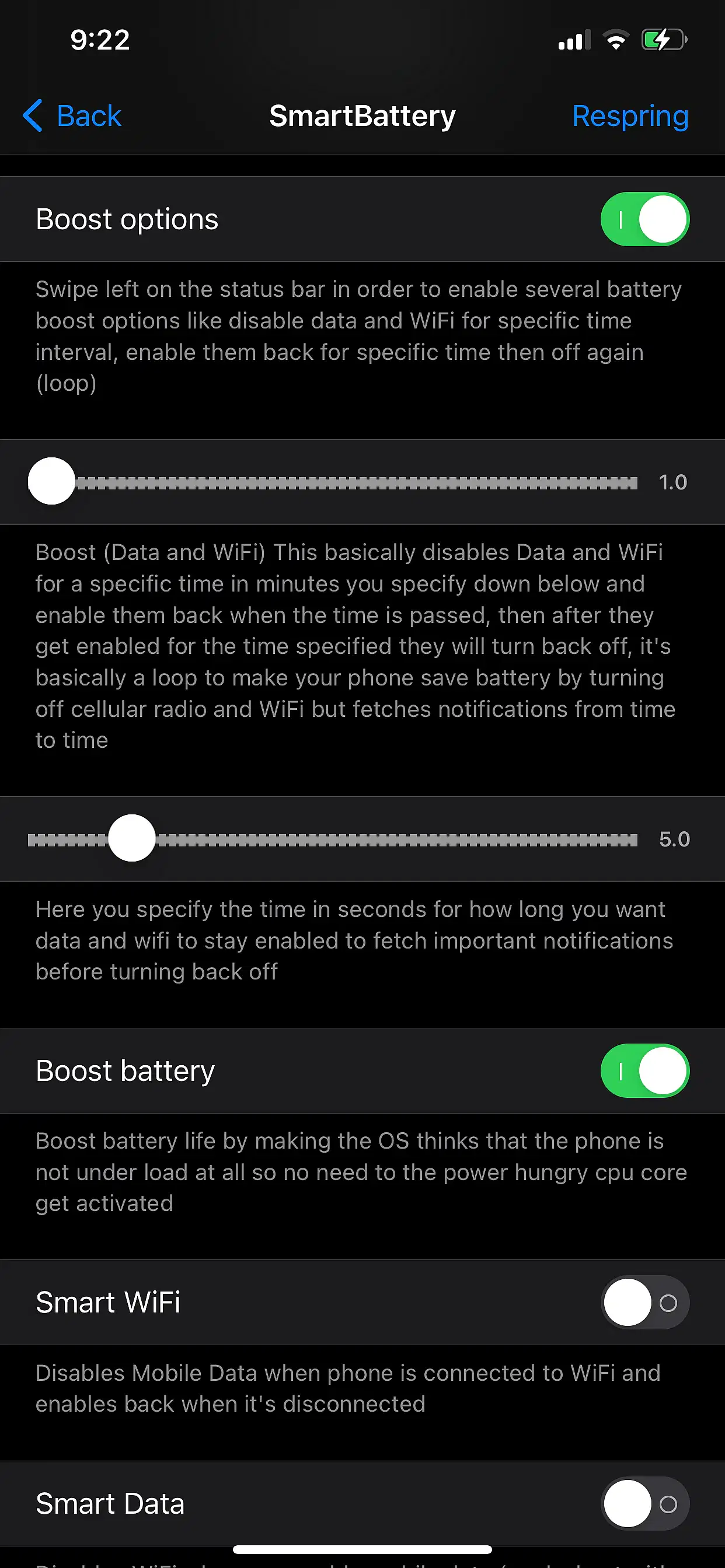SmartBattery iOS 15 - 16 Tweak Screenshot