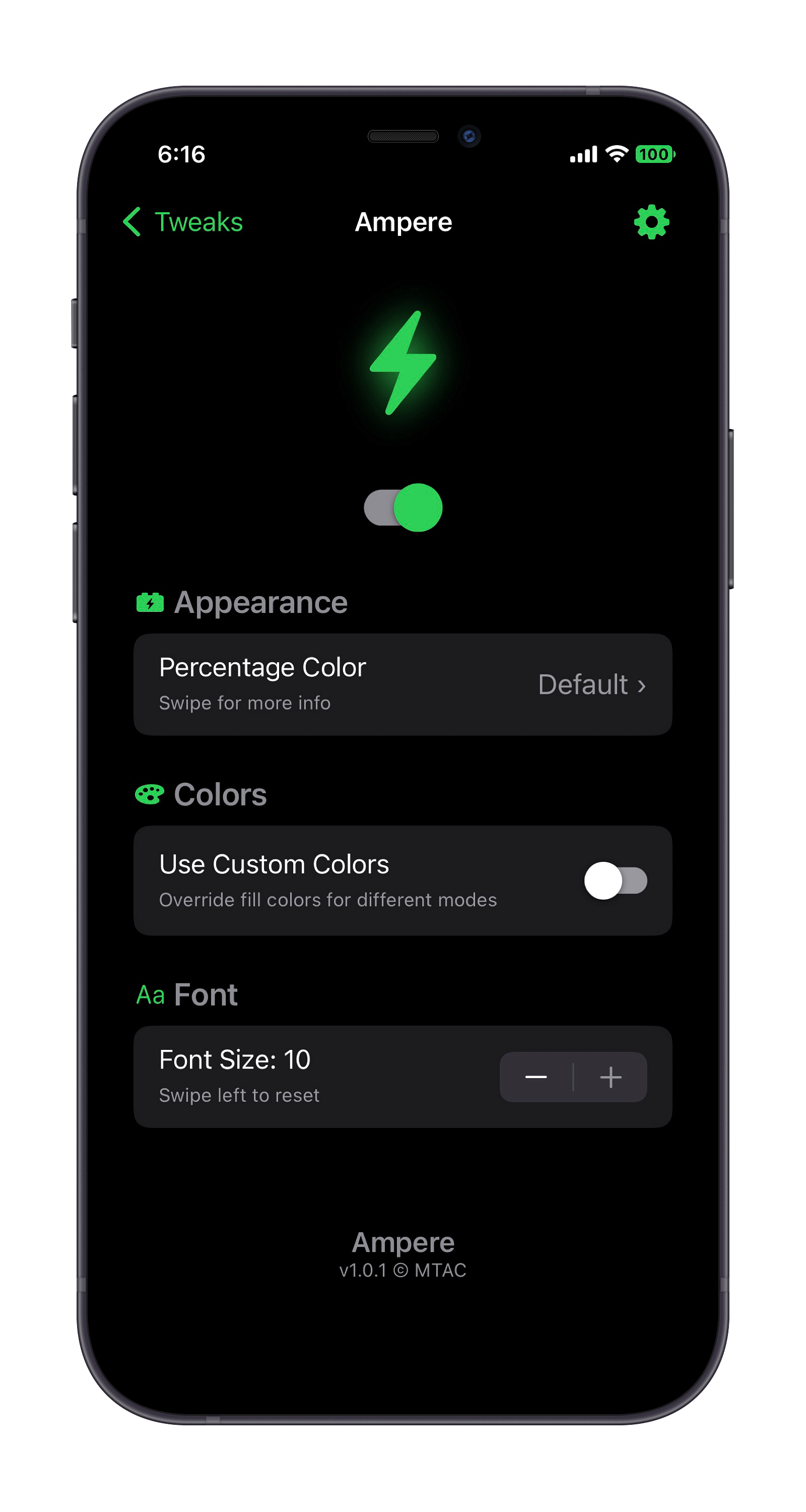 Ampere Tweak Screenshot