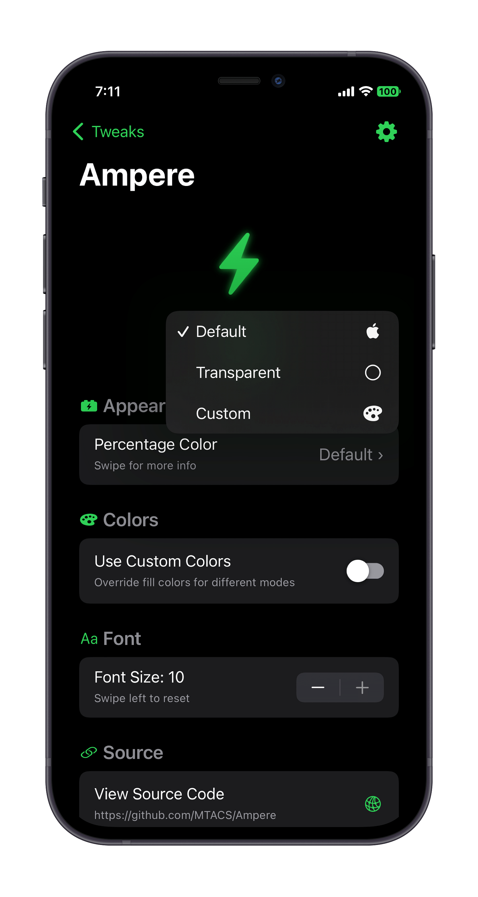 Ampere Tweak Screenshot