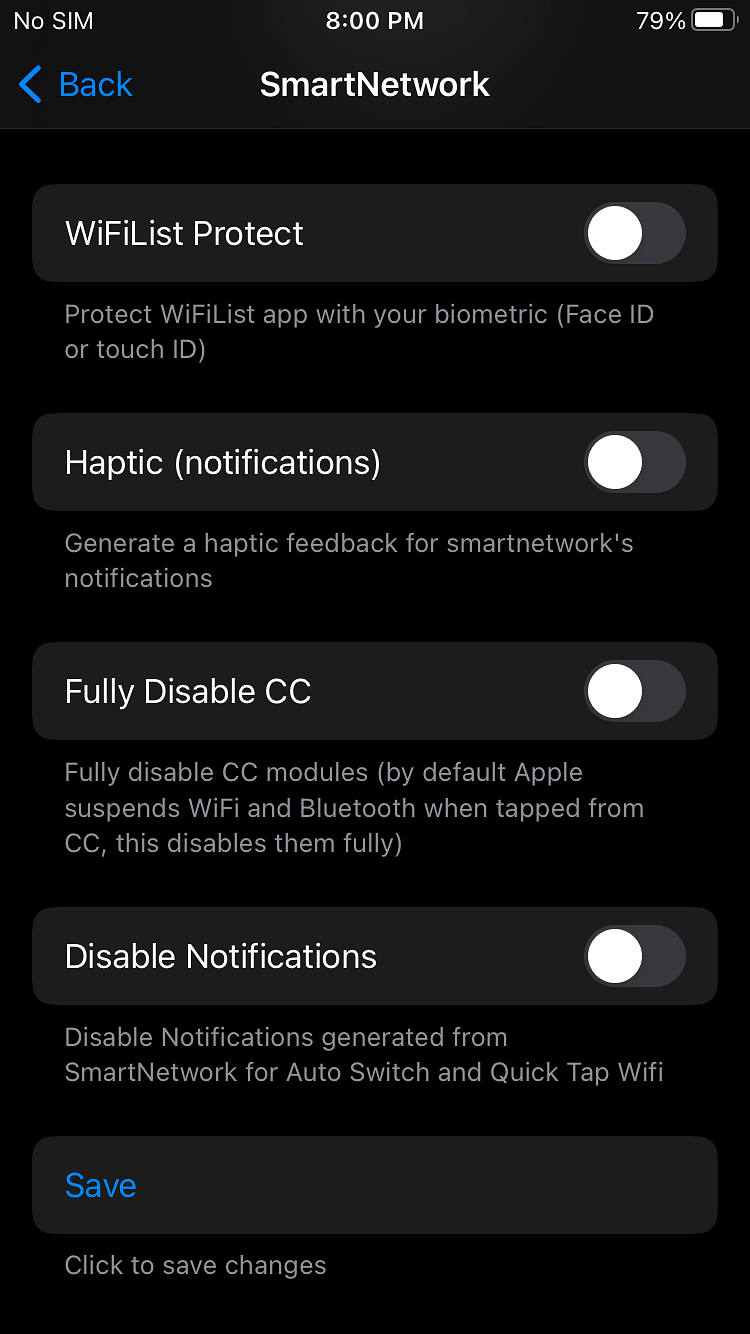 SmartNetwork iOS 15-16 Tweak Screenshot