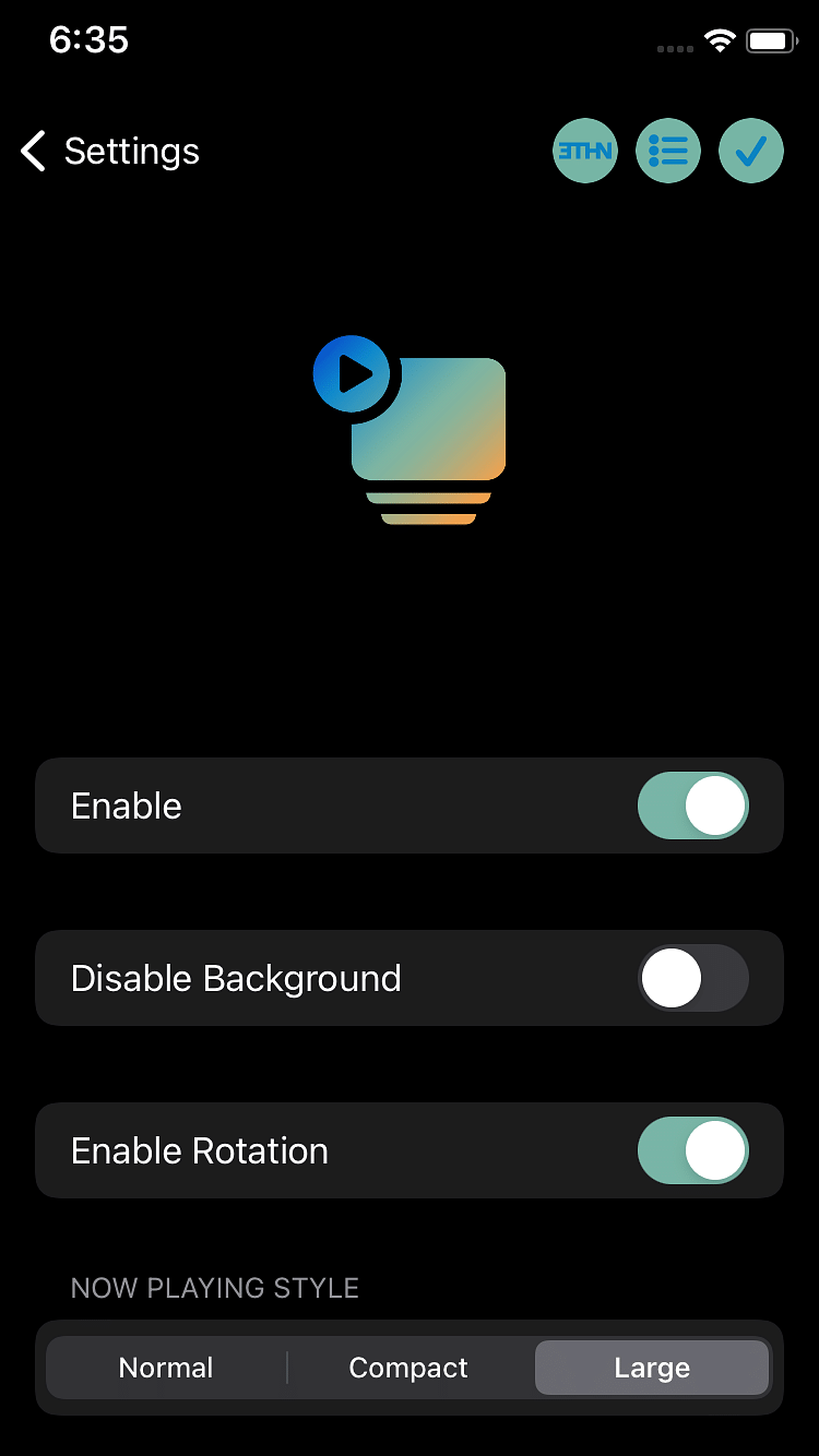 SixteenMusic Tweak Screenshot