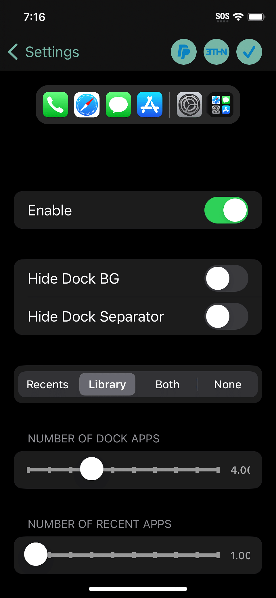 FloatingDockXVI Tweak Screenshot