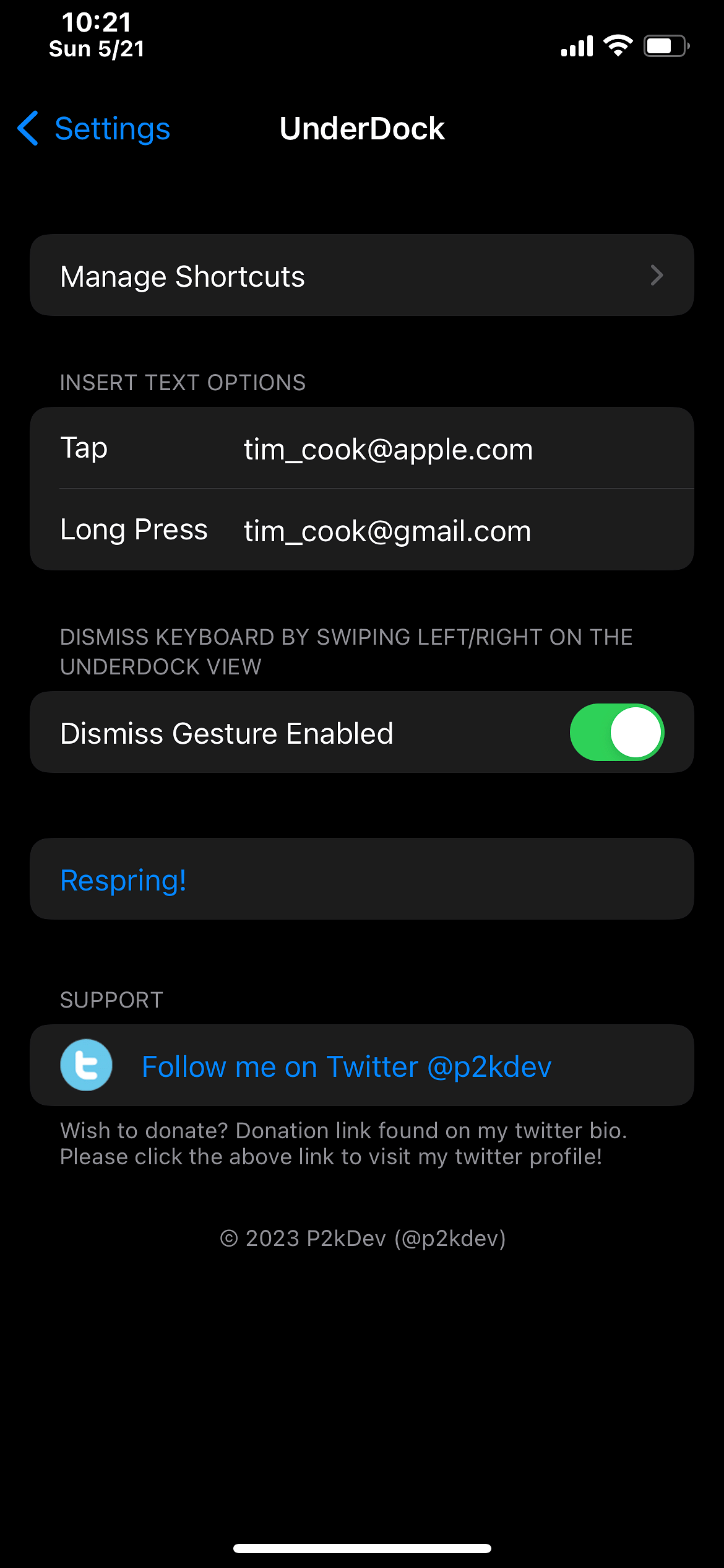 UnderDock Tweak Screenshot