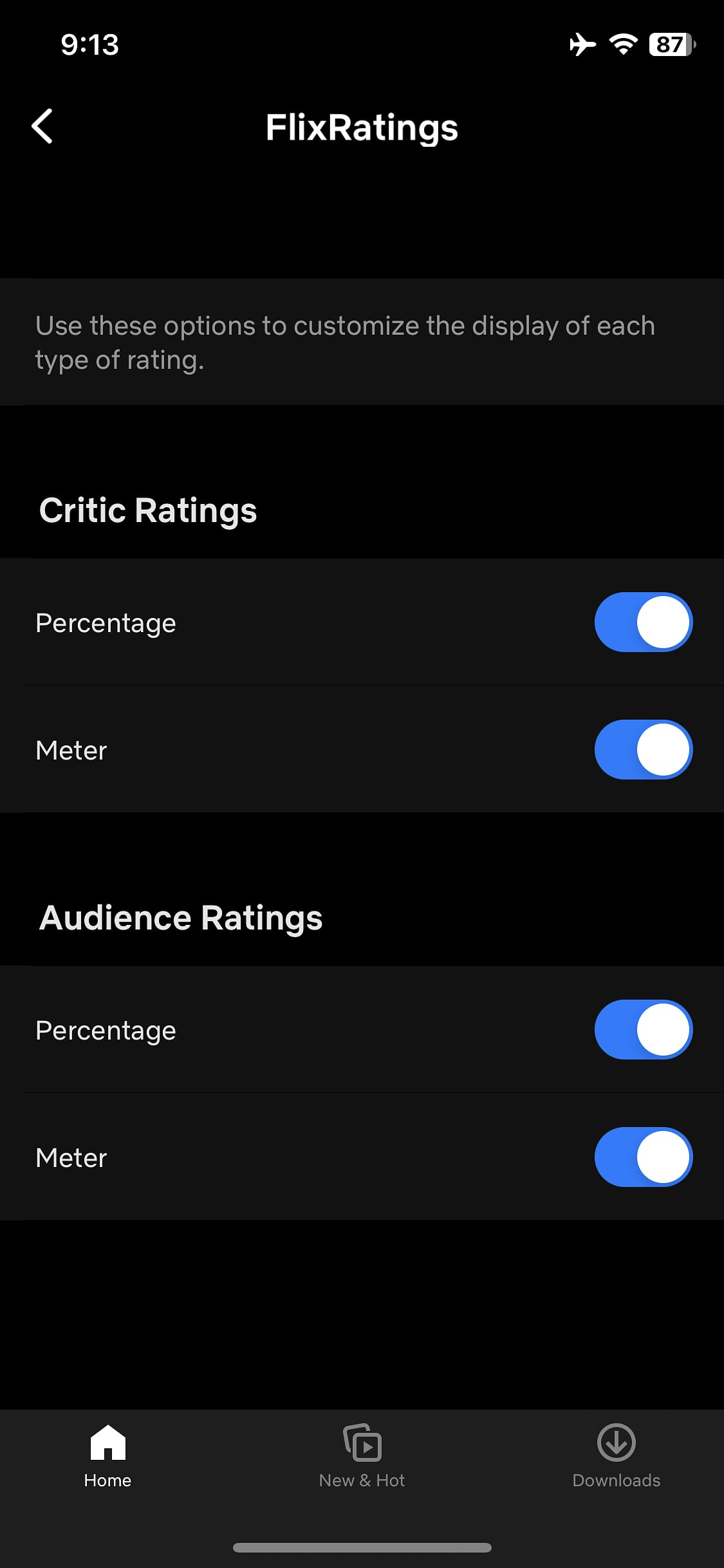 FlixRatings for Netflix Tweak Screenshot