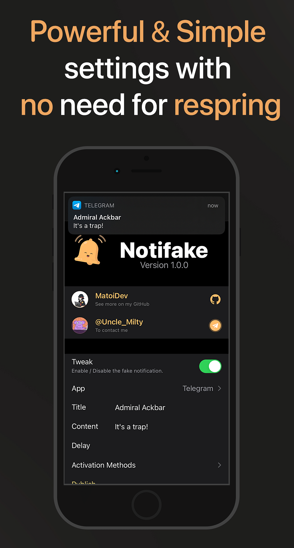 Notifake Tweak Screenshot