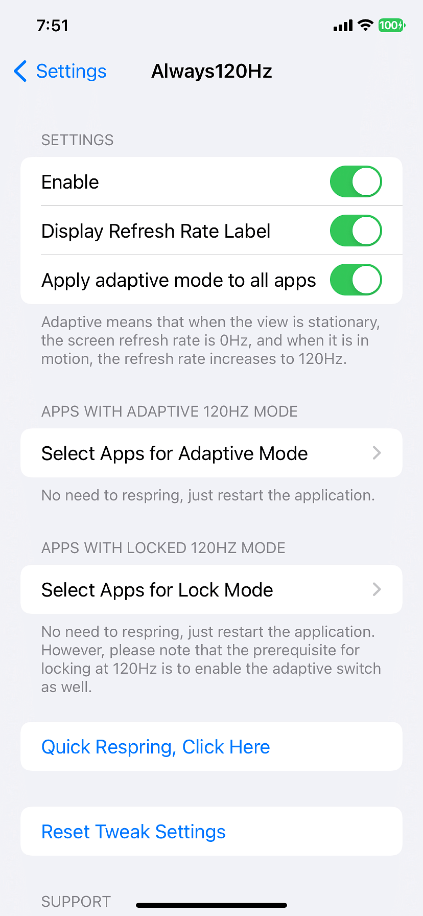 Always120 Tweak Screenshot