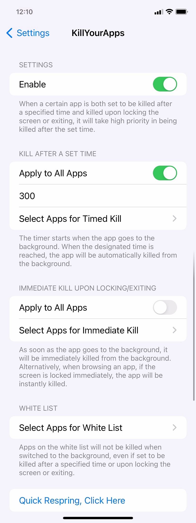 KillYourApps Tweak Screenshot