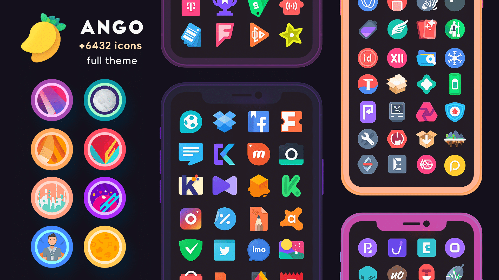 Ango Full Theme, Icons, Settings, UI, Status Bar icons, Music Control 