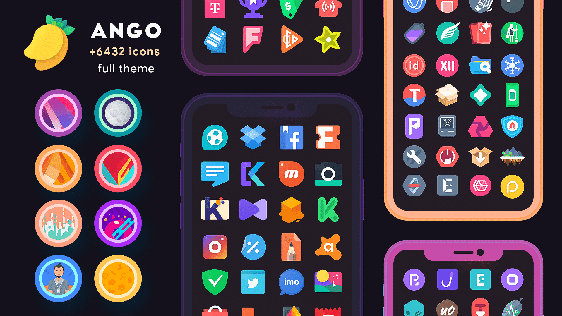 Ango Full Theme, Icons, Settings, UI, Status Bar icons, Music Control