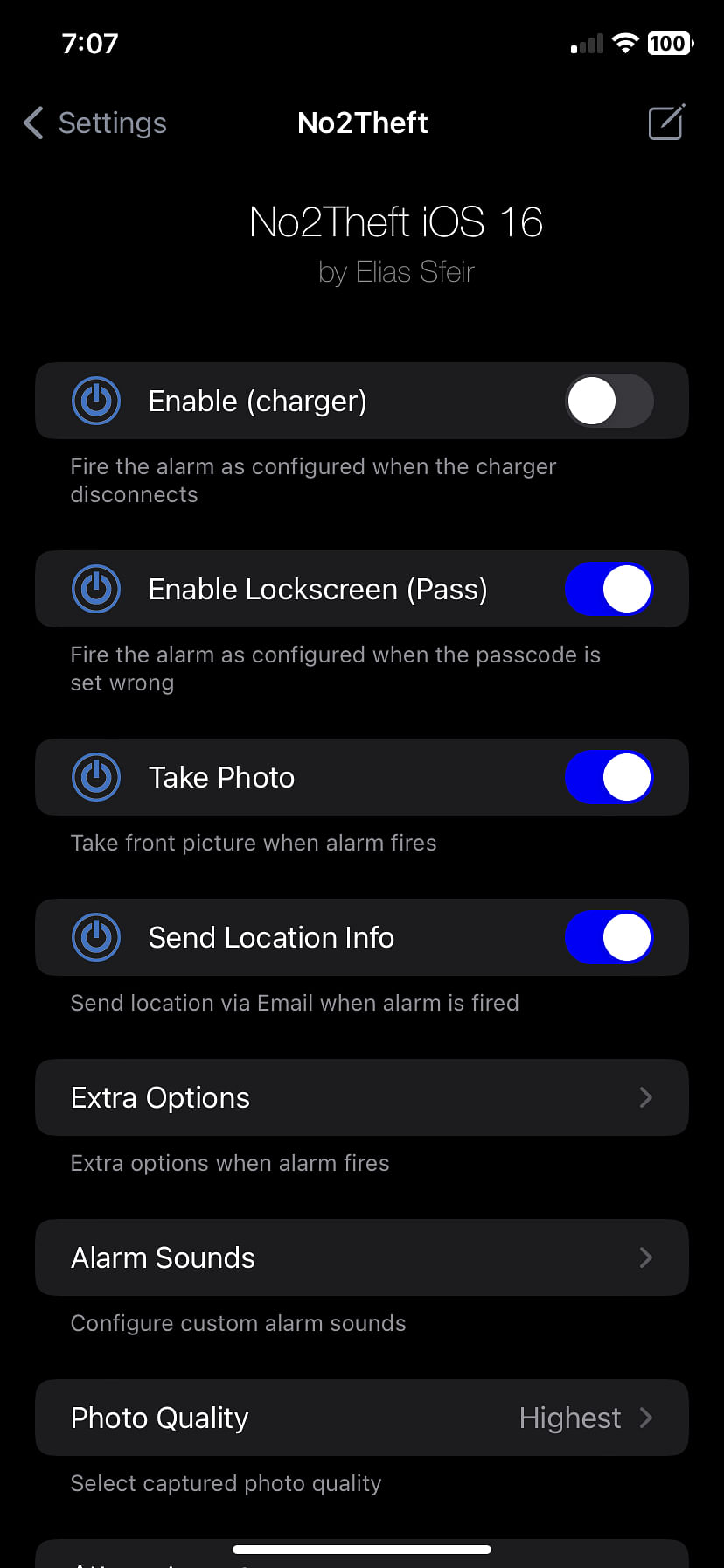 No2Theft iOS 16 Tweak Screenshot