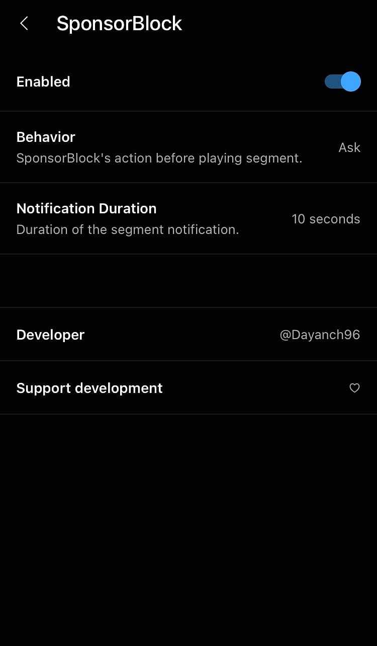 Sponsorblock for YouTube Music Tweak Screenshot