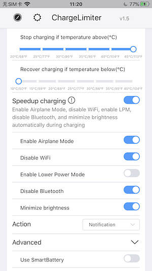 ChargeLimiter Tweak Screenshot
