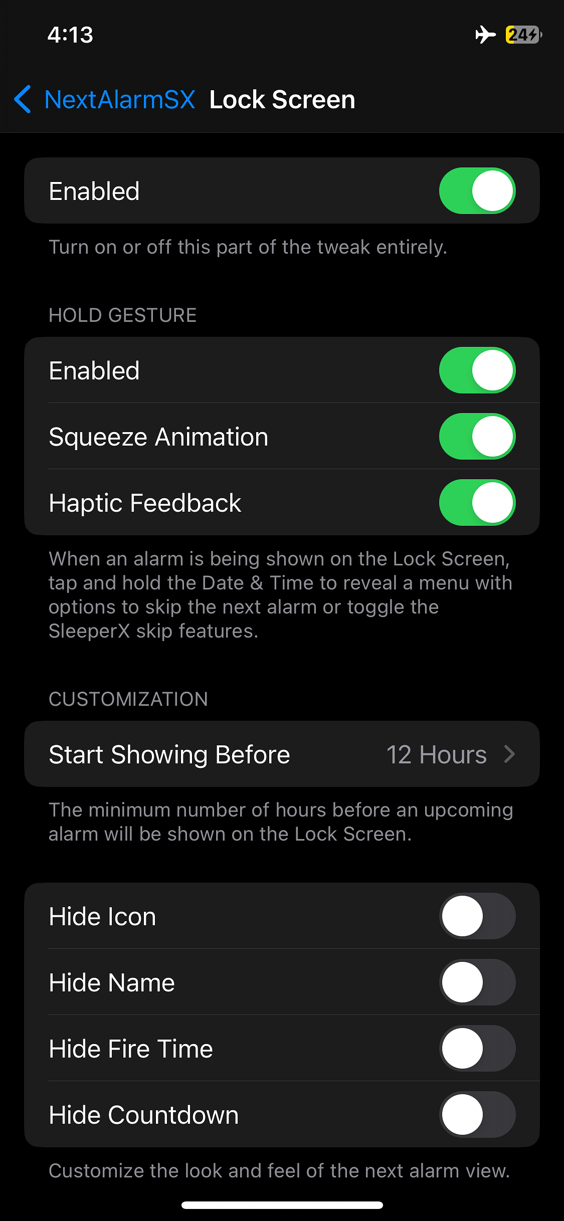 NextAlarmSX Tweak Screenshot